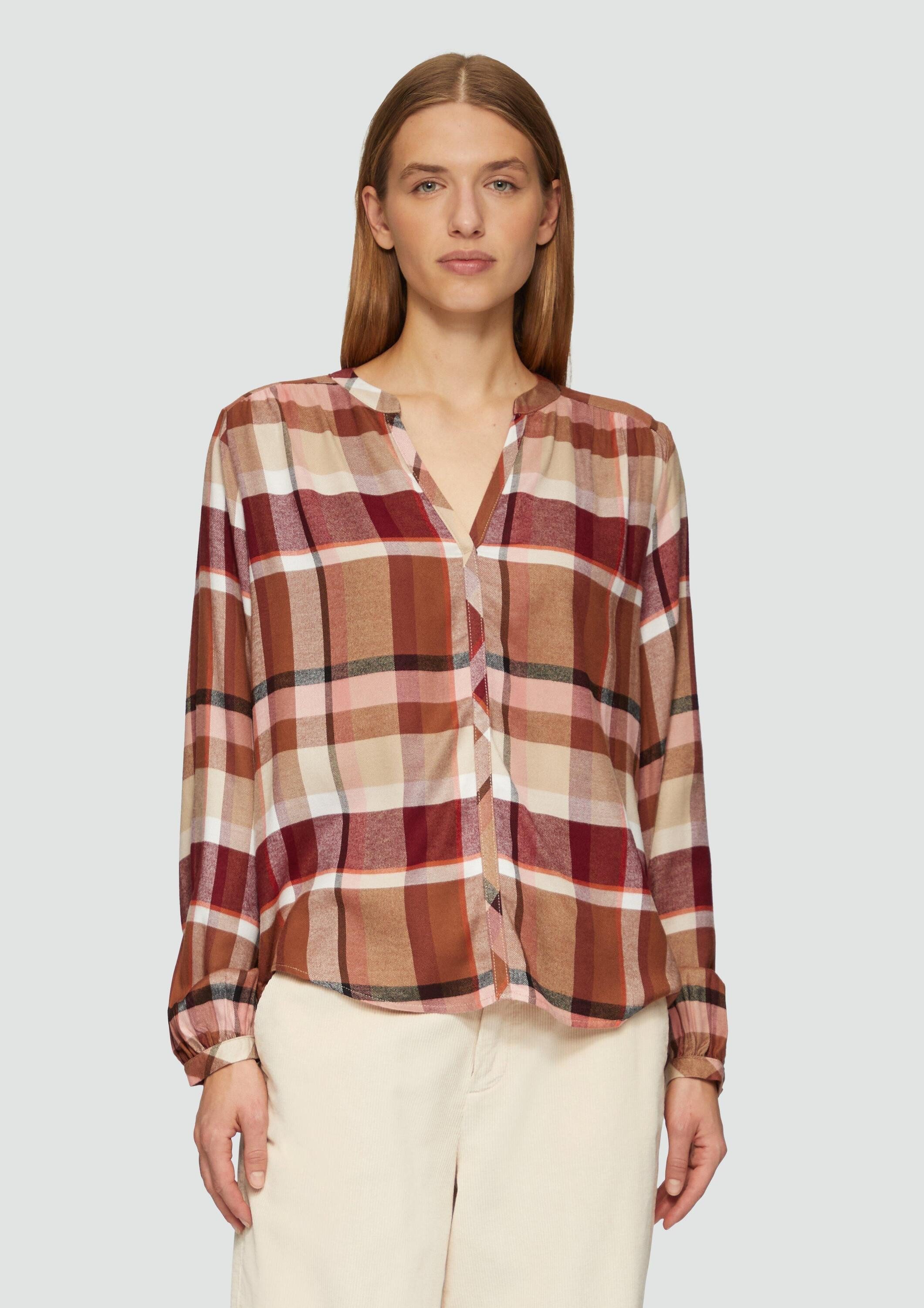 s.Oliver Langarmbluse Bluse Karierte Bluse aus Viskosemix günstig online kaufen