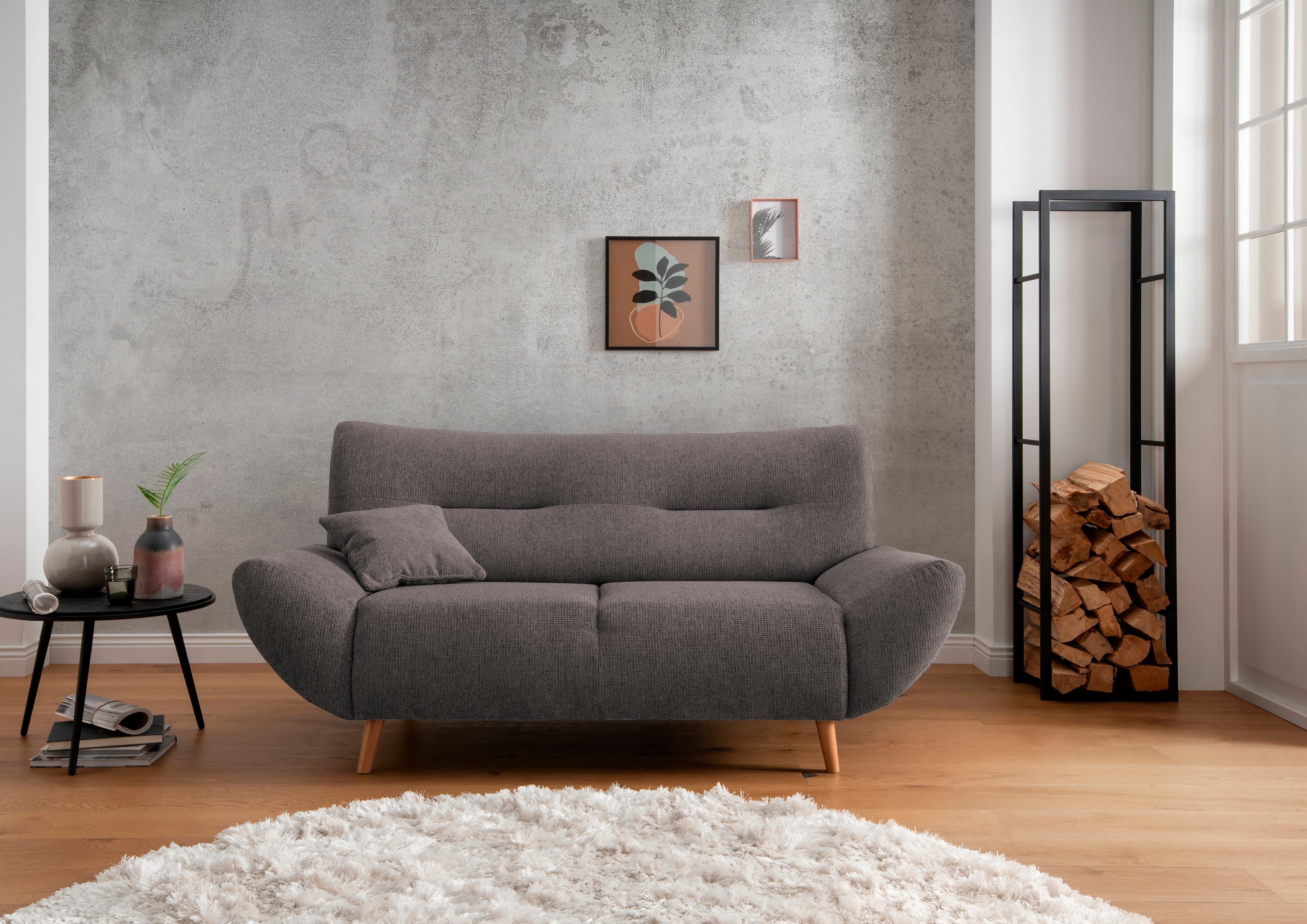 Home affaire 2-Sitzer Drago, komfortable Wellenunterfederung, Breite 173cm, bodenfrei, frei im Raum stellbar, inkl. 1 Zierkissen