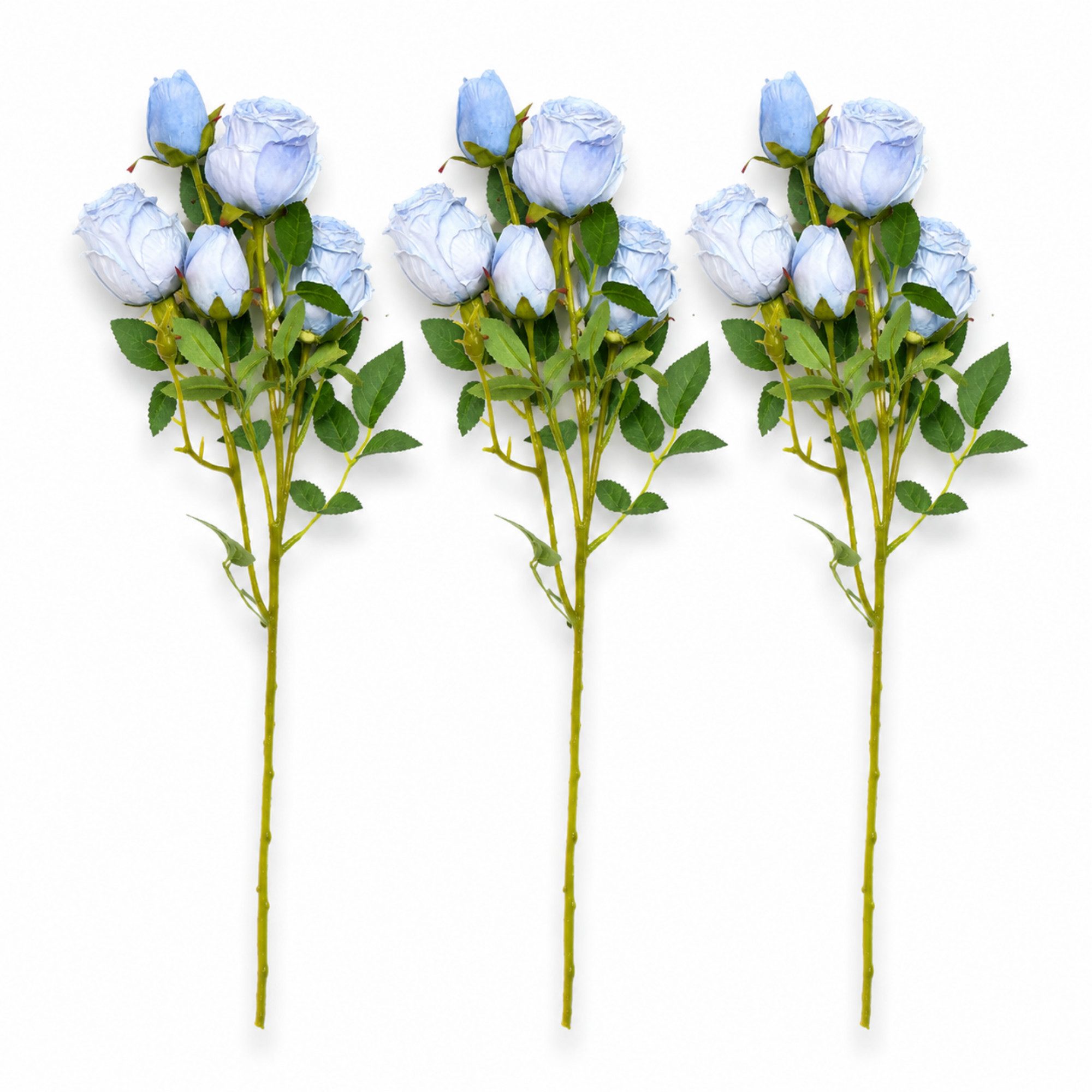 Kunstblume LAYBA Künstliche Rosen 3er-Set blau 65 cm, Layba, Höhe 30 cm