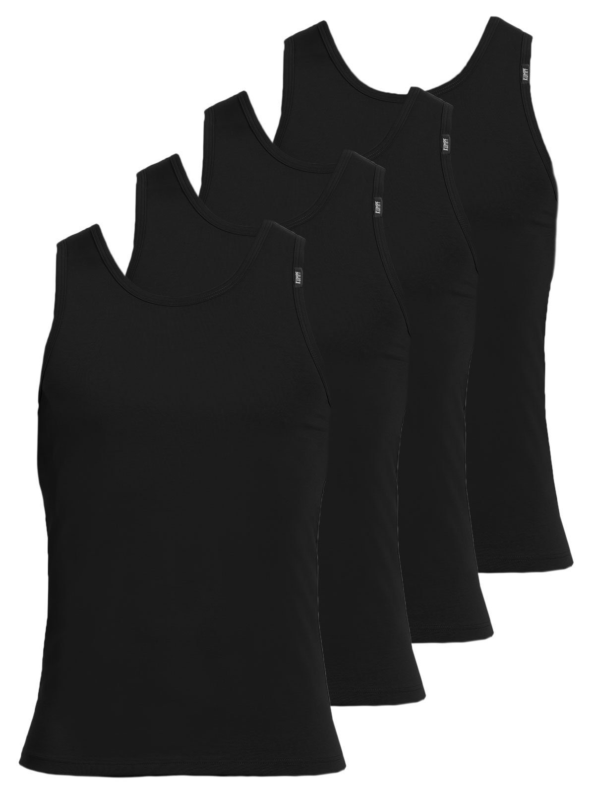 Sparpack (Spar-Set, hohe 4-St) Unterhemd Markenqualität Bio Herren Achselhemd schwarz KUMPF Cotton 4er