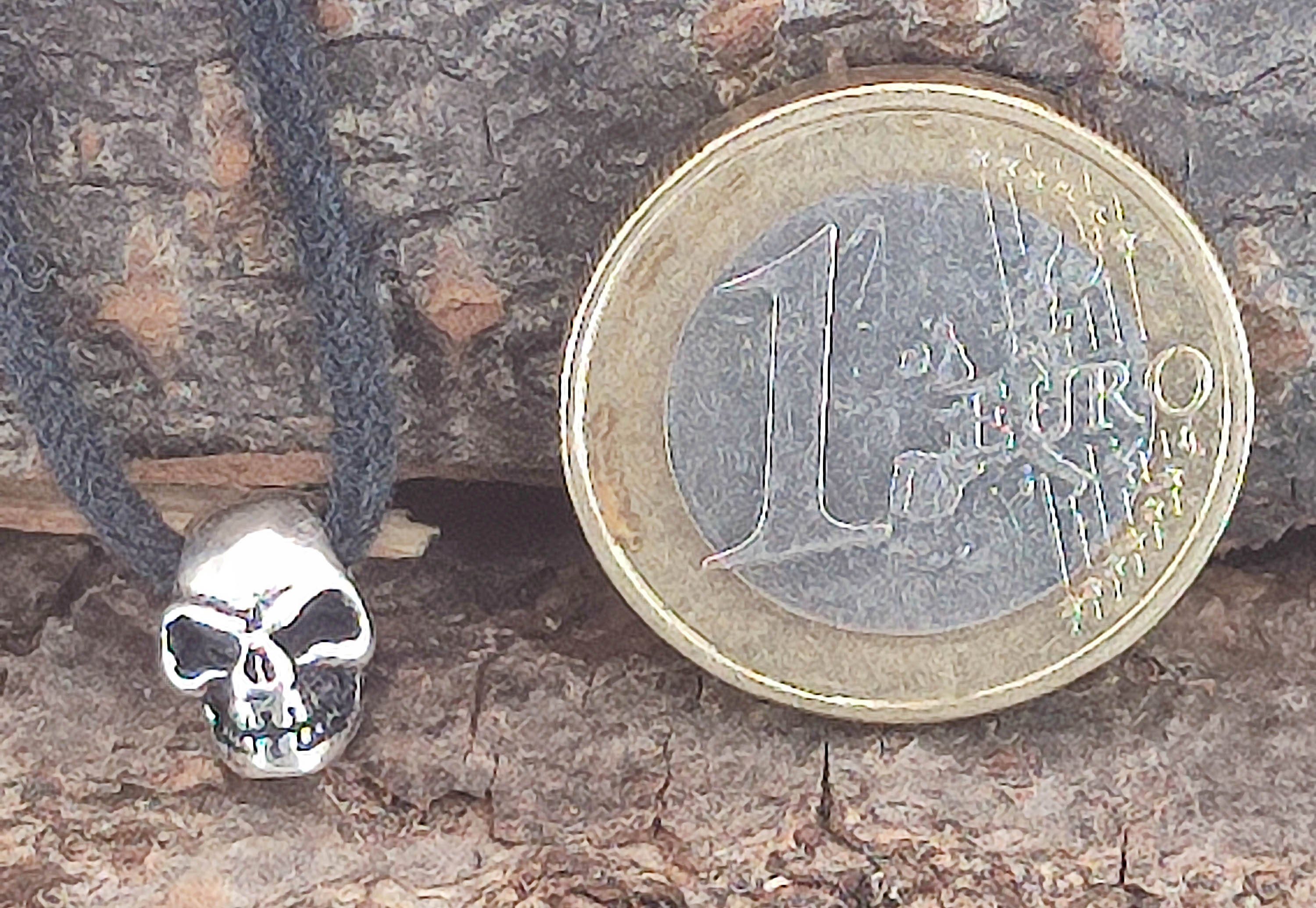Silber Sterling Skull Anhänger Kiss of Totenkopf Schädel Kettenanhänger 925 Leather kleiner