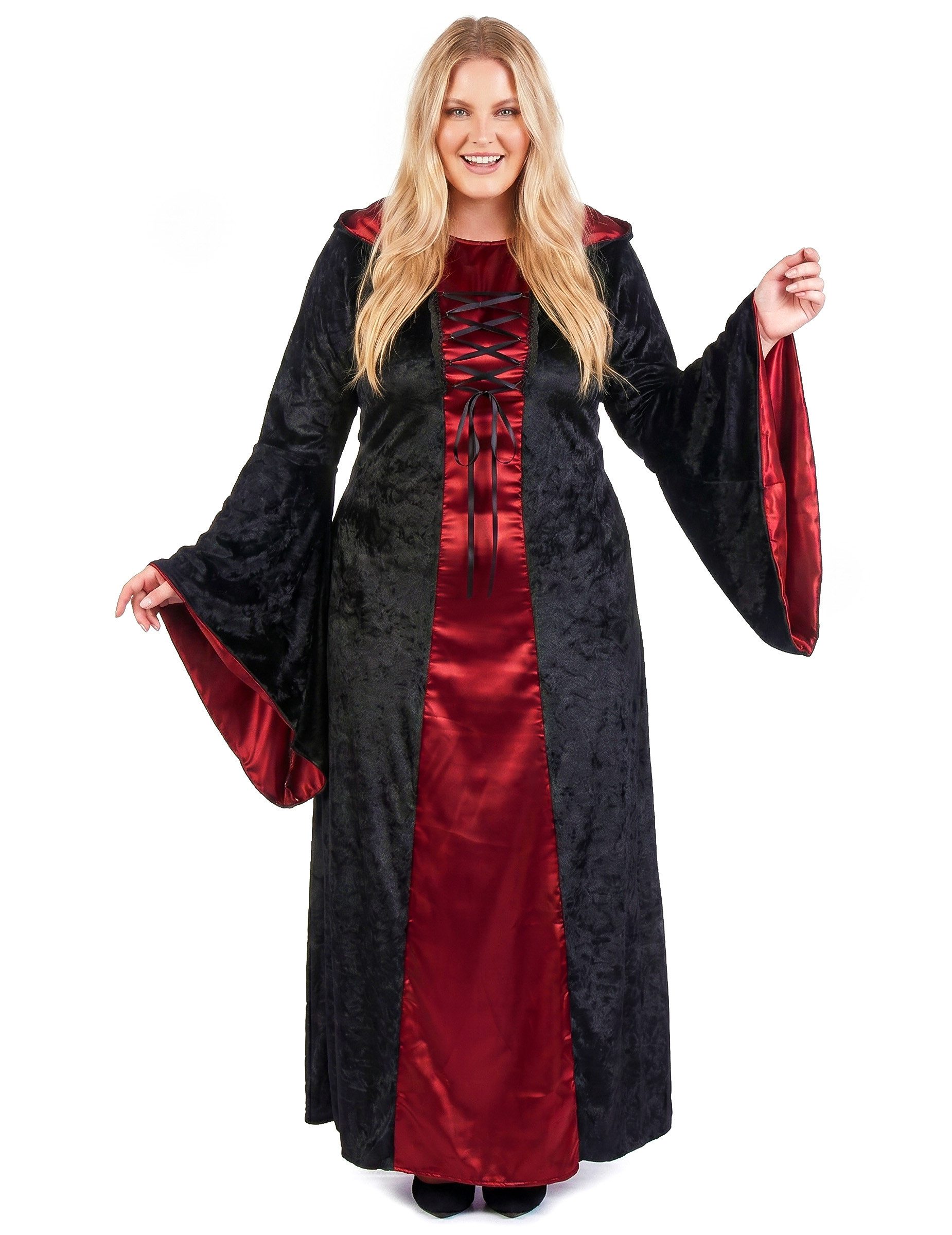 JADEO Kostüm Elegantes Hexenkostüm in Übergrösse für Damen rot-schwarz