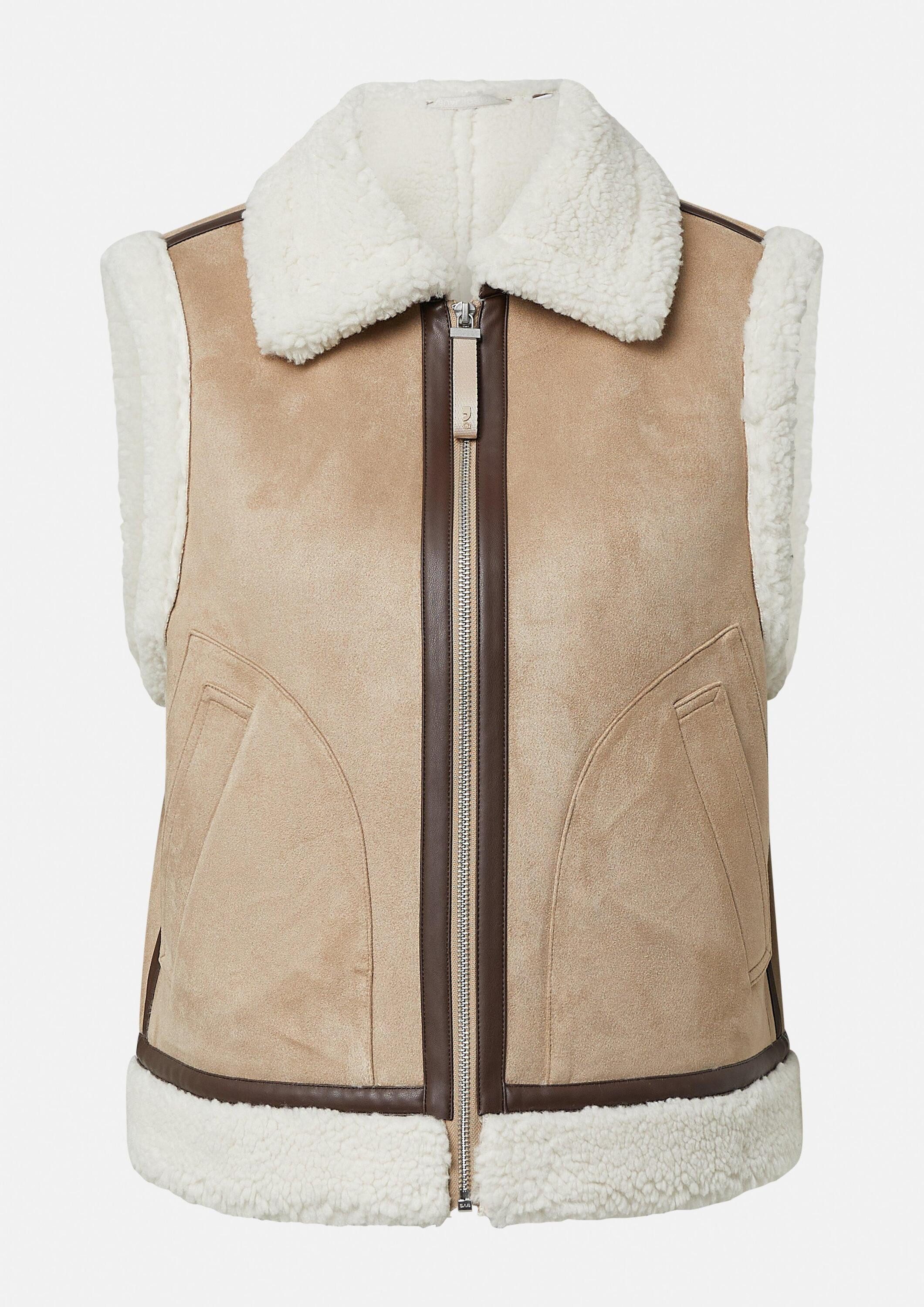 comma Outdoorjacke Outdoor-Weste Weste in Lammfelloptik