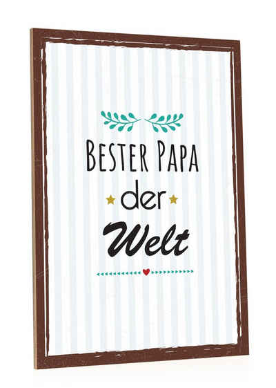 GRAVURZEILE Holzbild GRAVURZEILE Holzschild mit Spruch - Bester Papa der Welt, Geschenk für den besten Papa zum Vatertag - Wanddekoration