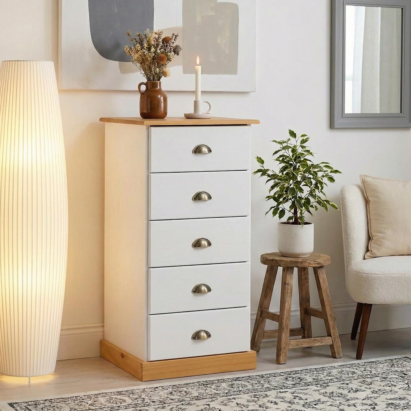 IDIMEX Kommode PARIS, Kommode mit 5 Schubladen Apothekerkommode Holzschrank Mehrzweckkommode