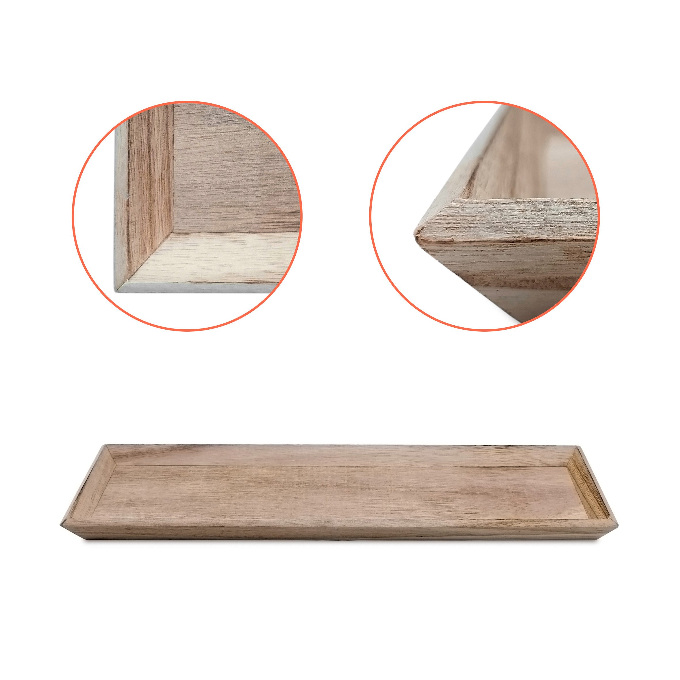 Spetebo Dekotablett Holz Deko Tablett rechteckig (Stück, 1 St., Dekotablett), Kerzentablett natur mit schrägem Rand