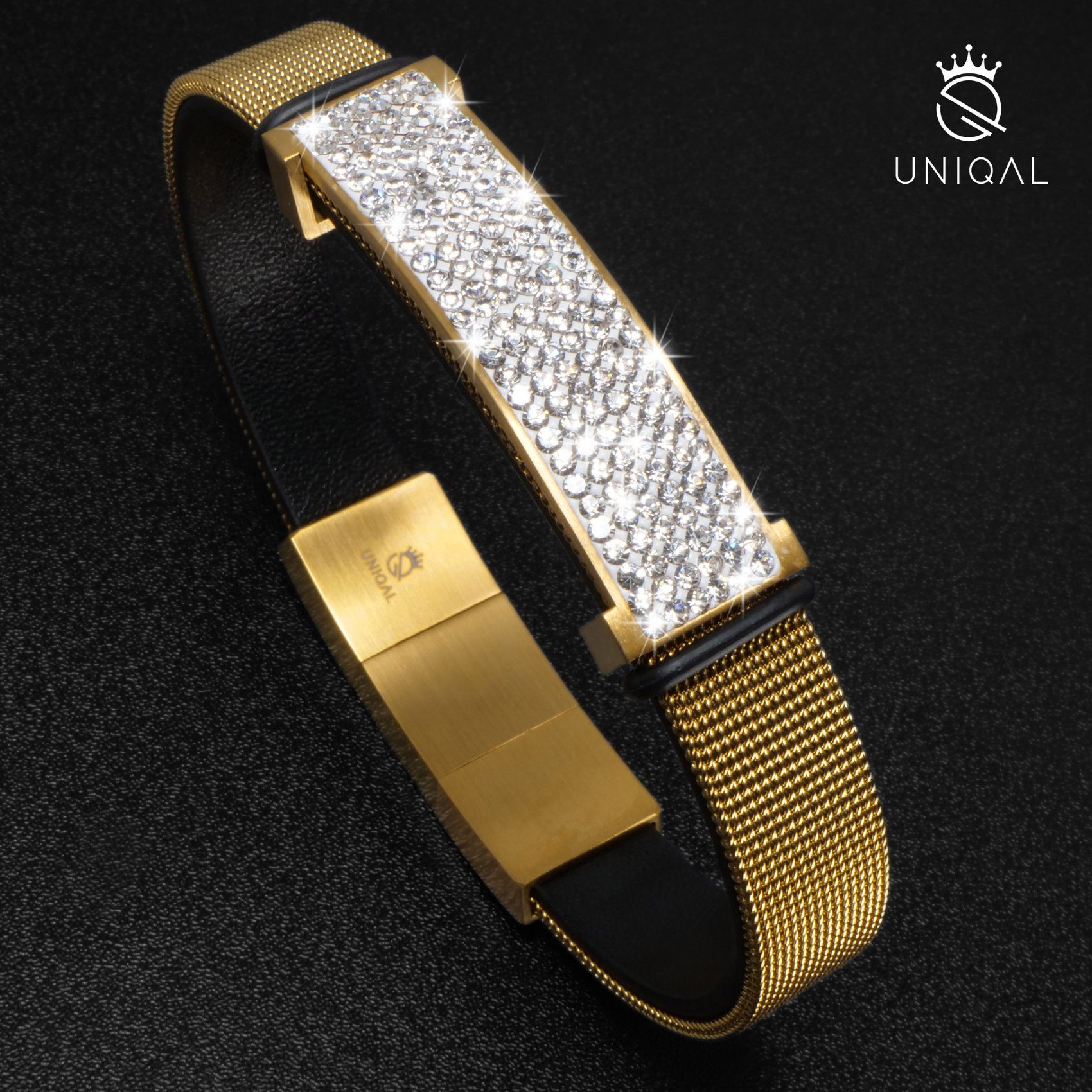 Echtleder, UNIQAL.de Gold vergoldet, "SANTIAGO" Lederarmband Goldarmband Deutschland) 18k mit handgefertigt Herren (Edelstahl 18k Zirkonia vergoldet in Gold Style, Casual