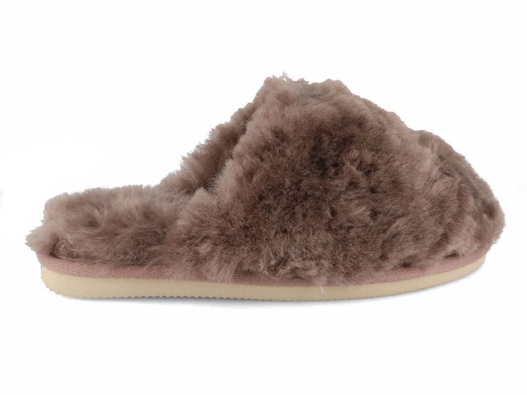 thies Damen Schaffell Pantoffel Fluffy Hausschuh 100% Doubleface Schaffell