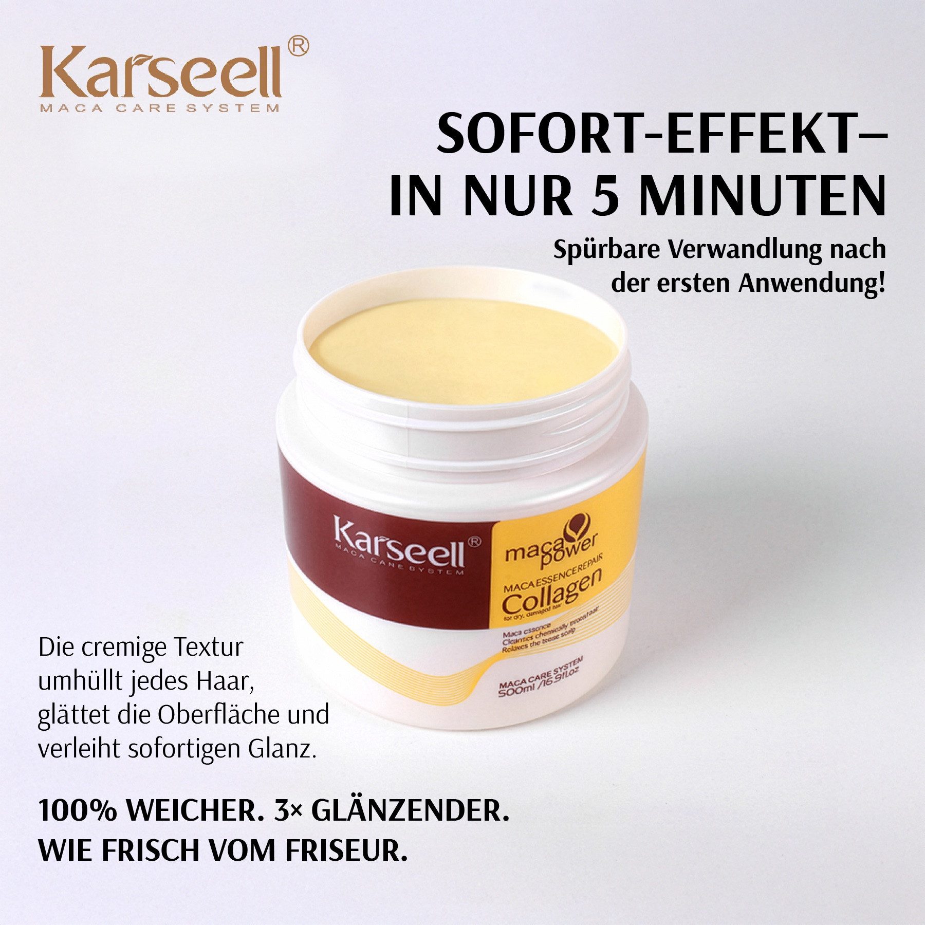 Karseell Haarmaske Haarpflege Haarspülung Haarkur mit Kollagen Arganöl Karseell 500ml, 1-tlg., Haarmaske, Haarpflege, Karseell, Haarspülung