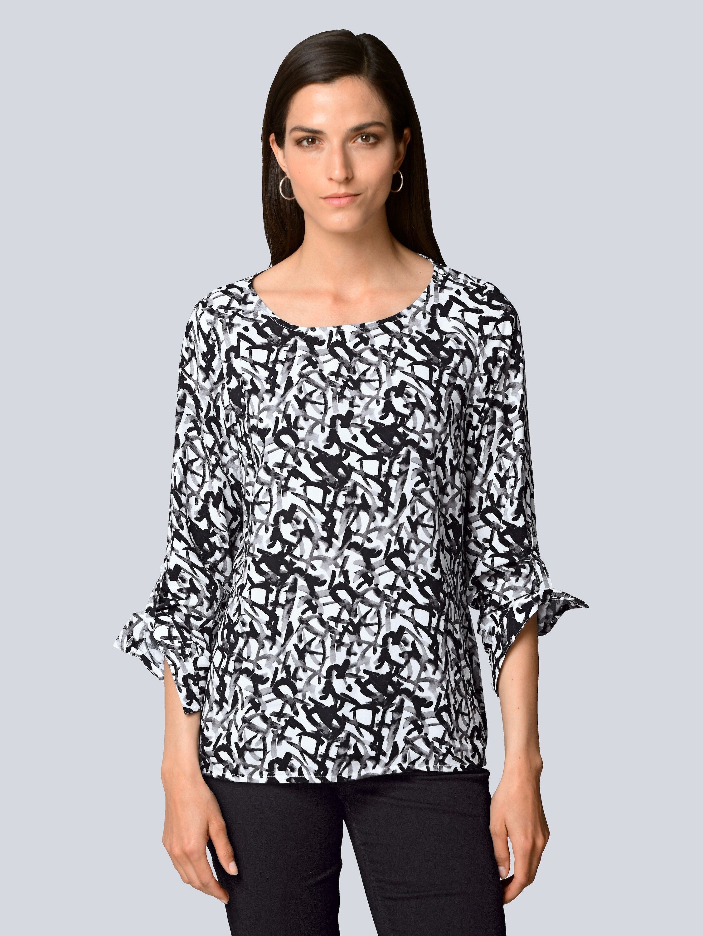 Alba Moda Shirtbluse Druckbluse mit grafischem Dessin