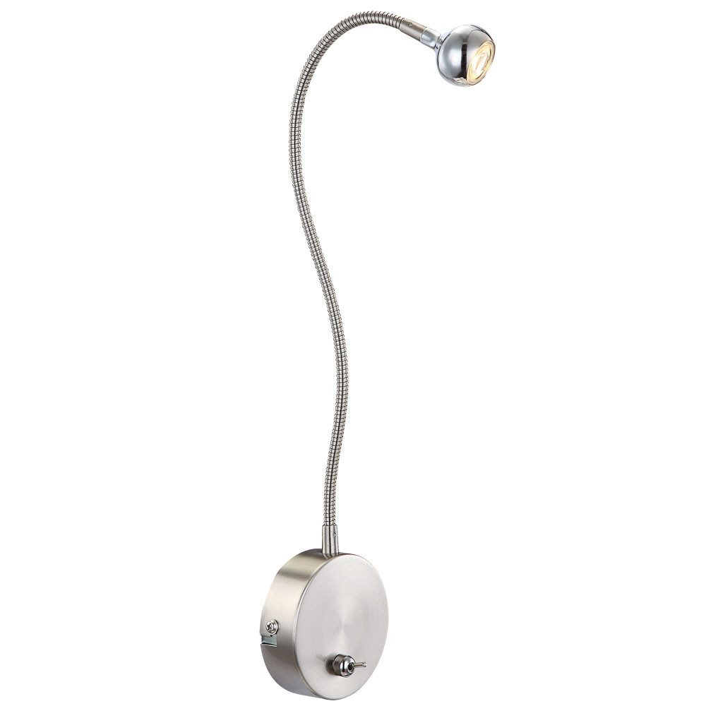 GLOBO LIGHTING LED Wandleuchte, LED-Leuchtmittel fest verbaut, Warmweiß, Hochwertige LED Wandleuchte nickel matt, satiniert chrom 3W Globo