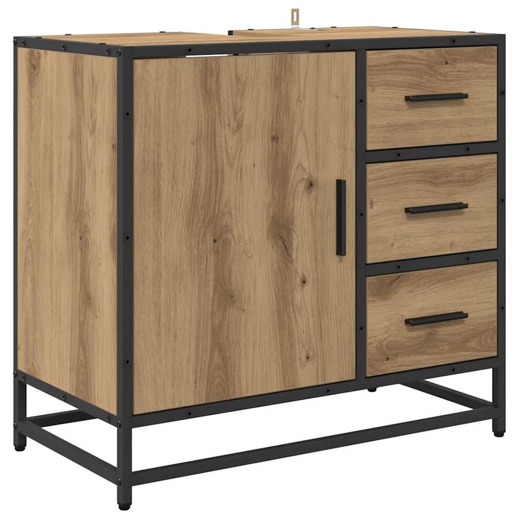 vidaXL Badezimmer-Set Badezimmerschrank Artisan-Eiche 65 x 33 x 60 cm Holzwerkstoff, (1-St)