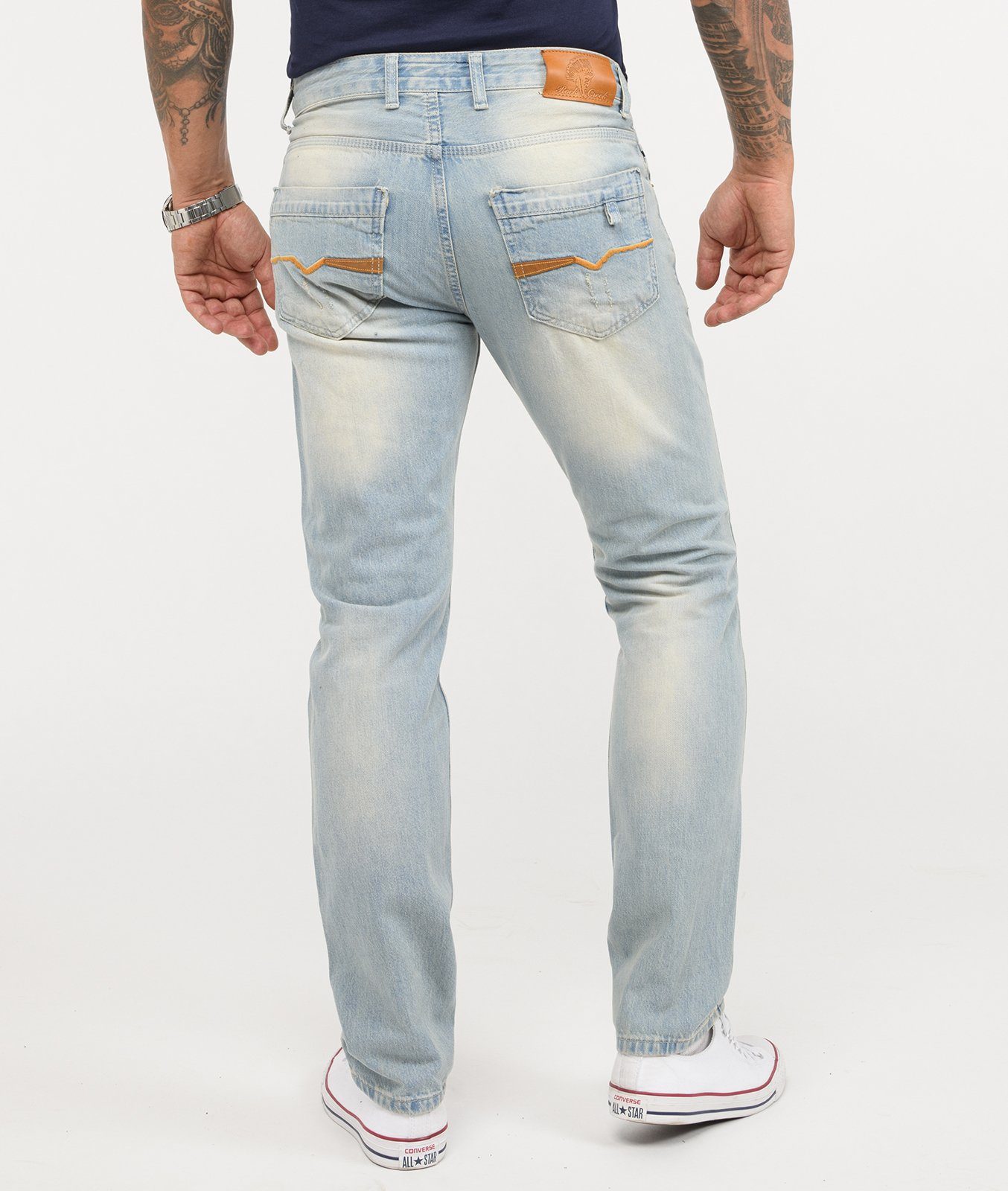 Stonewashed Creek Rock Jeans Herren Regular-fit-Jeans RC-2141 Hellblau