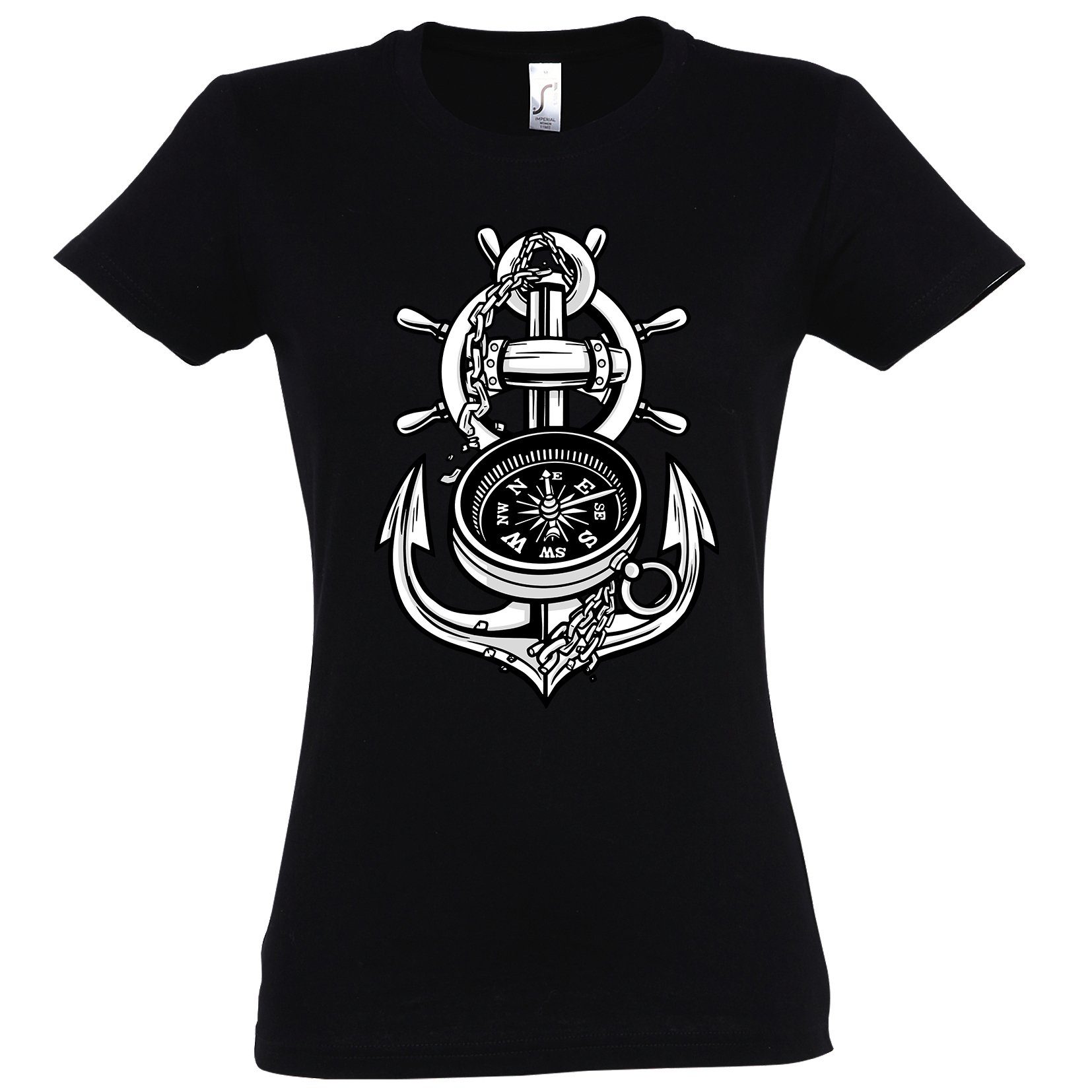 Youth Designz T-Shirt Anker Kompass Damen T-Shirt mit trendigem Frontprint günstig online kaufen