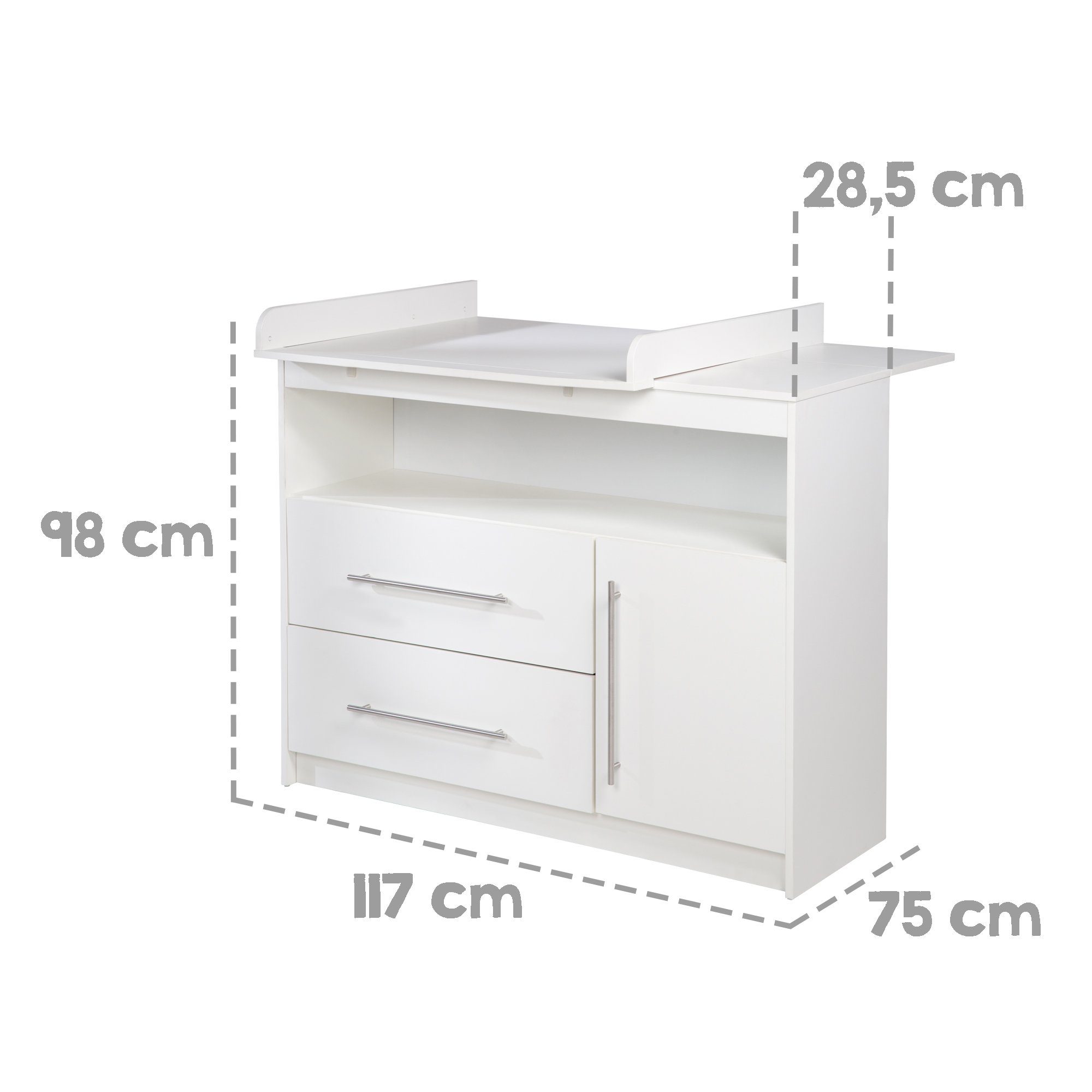 roba® Maren baby room complete set, crib, changing table & 3-door wardrobe, convertible