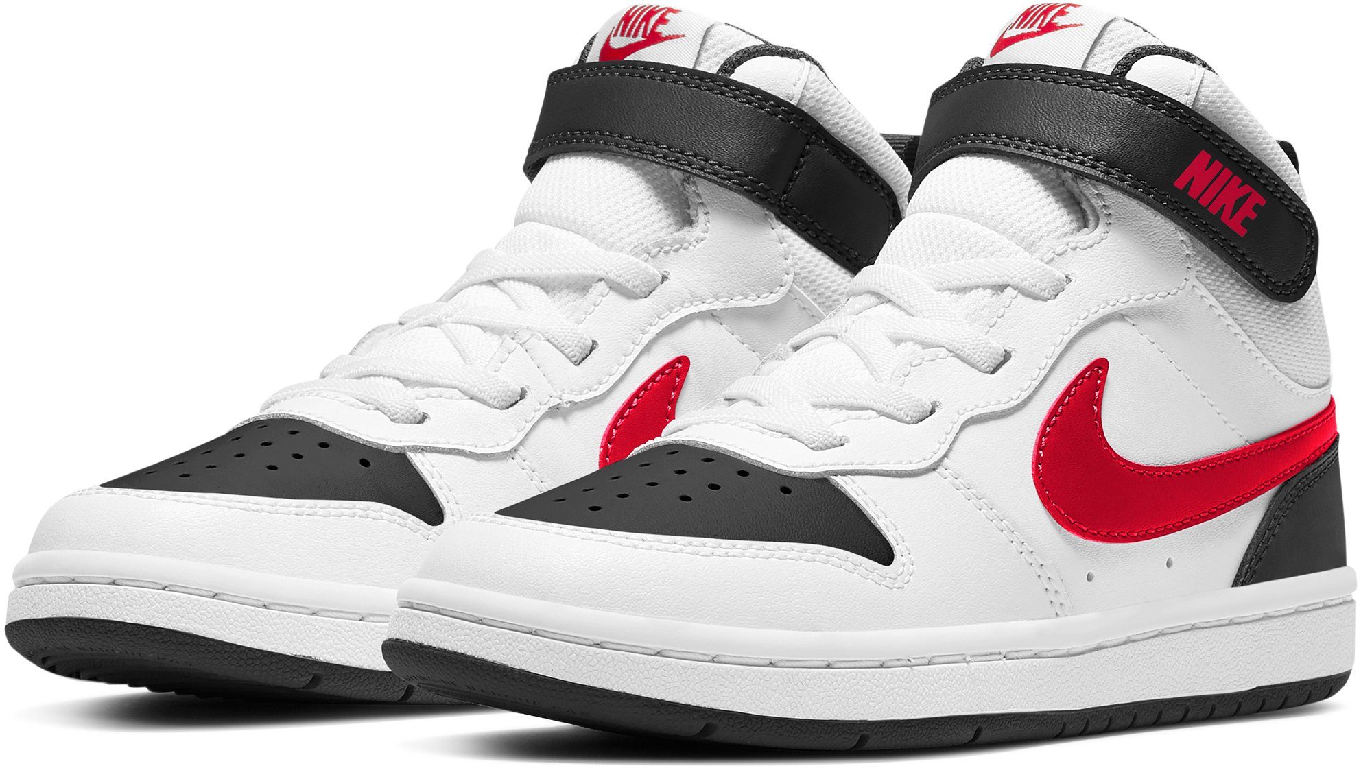 Nike Sportswear COURT BOROUGH MID 2 (PS) Sneaker Design auf den Spuren des Air Force 1 weiß/rot | Sneaker high