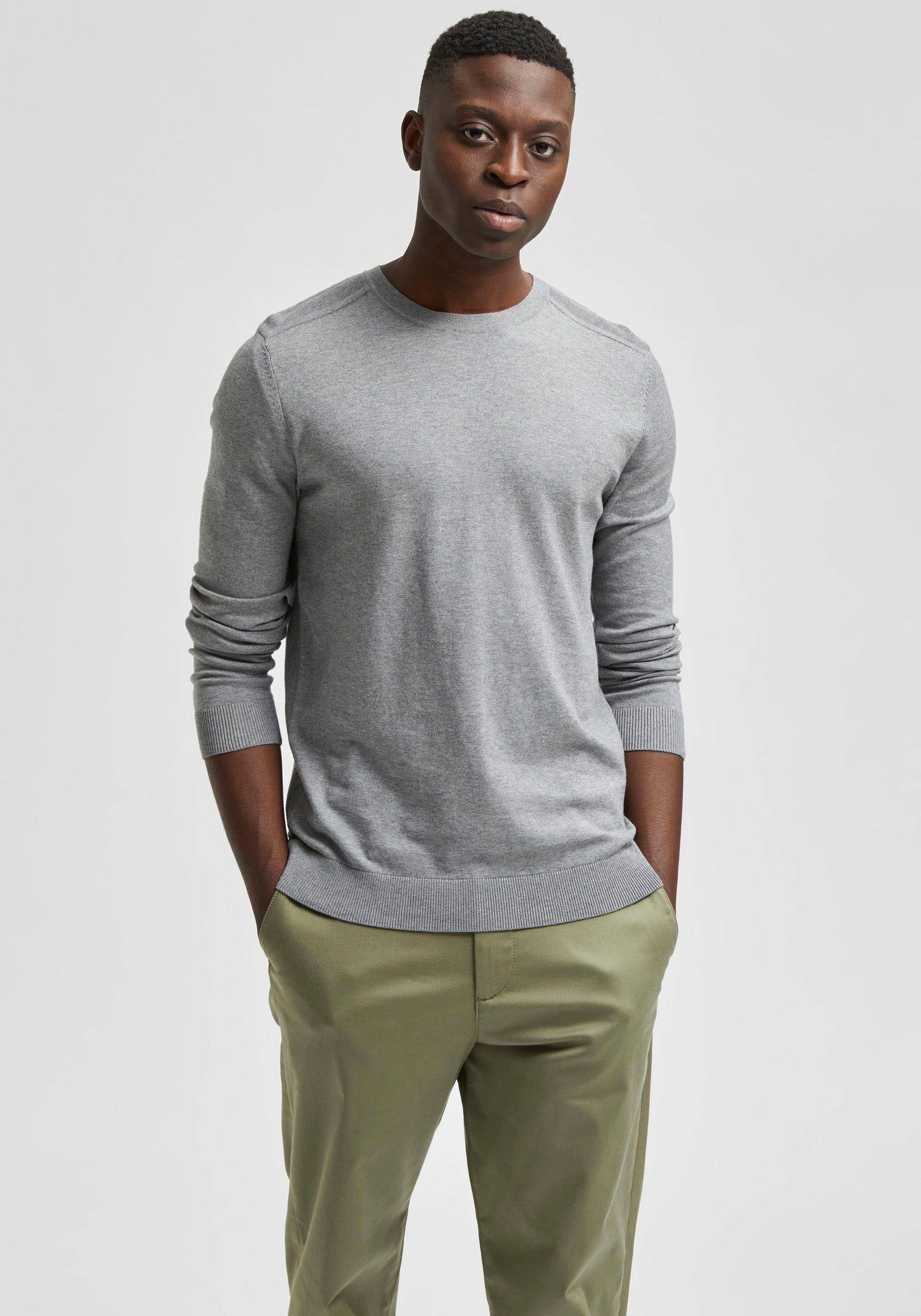 SELECTED HOMME Strickpullover SLHBERG CREW NECK NOOS