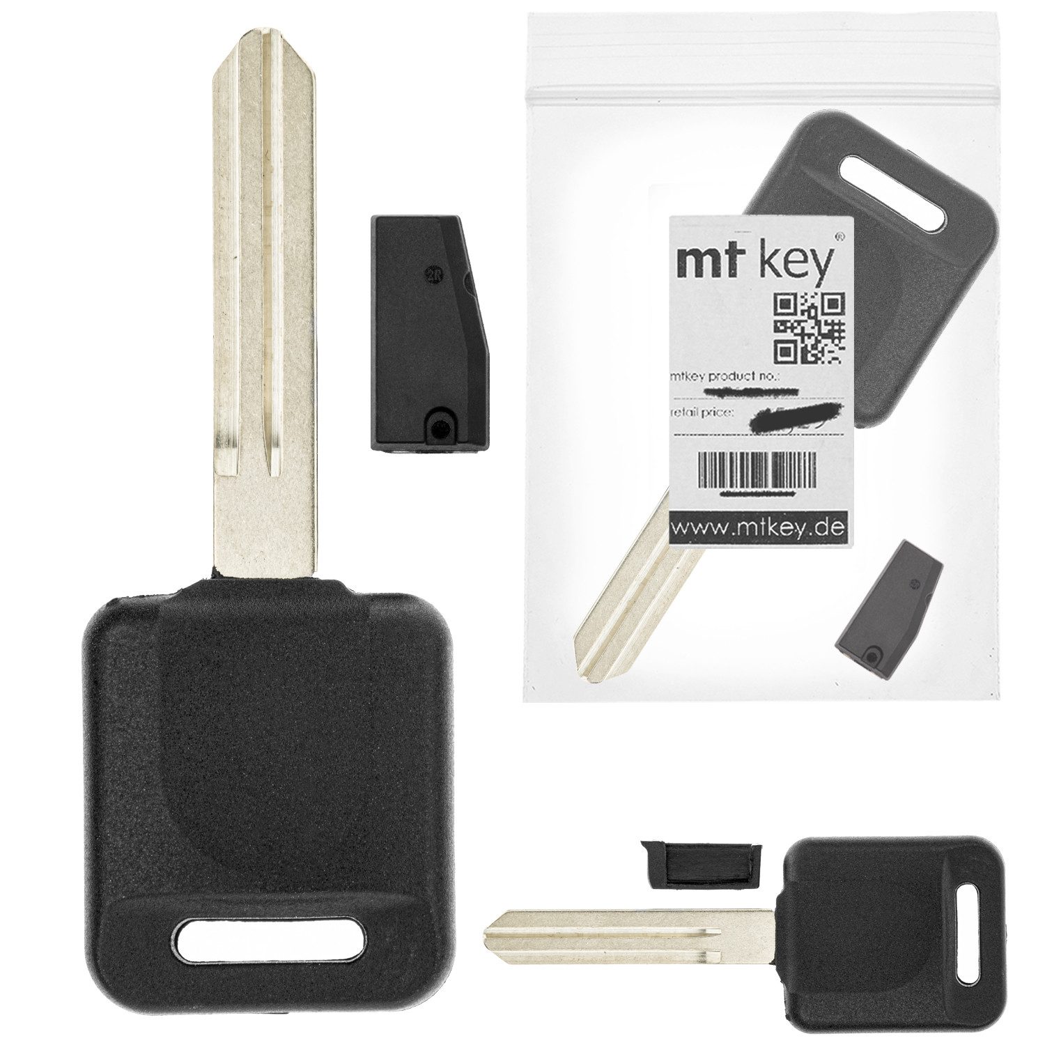 mt-key Schlüsseltasche Auto Zünd Schlüssel Rohling NSN14 + ID46 Transponder (Set), für Infiniti Fx35 / FX45 (03-09); G35 / QX 56 (03-07); M35 / M45 (