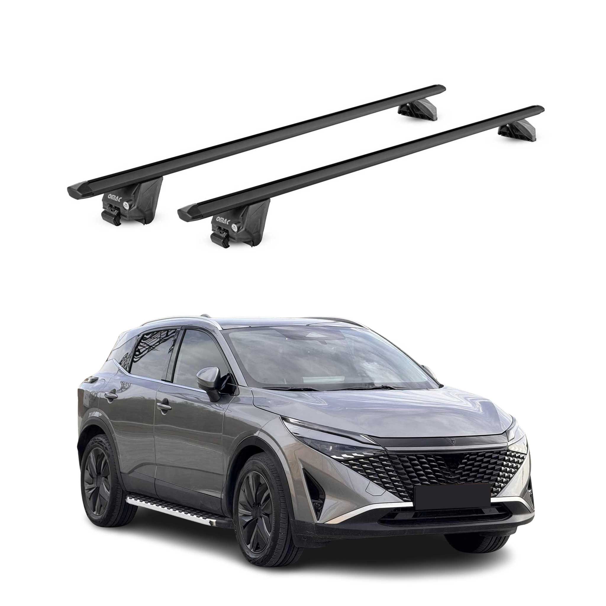 OMAC Dachträger für Nissan Qashqai J12 2021-2025 Schwarz ABE 2x (2-St), Wasserbeständig,Abnehmbar,Multifunktional,Leichtgewichtig