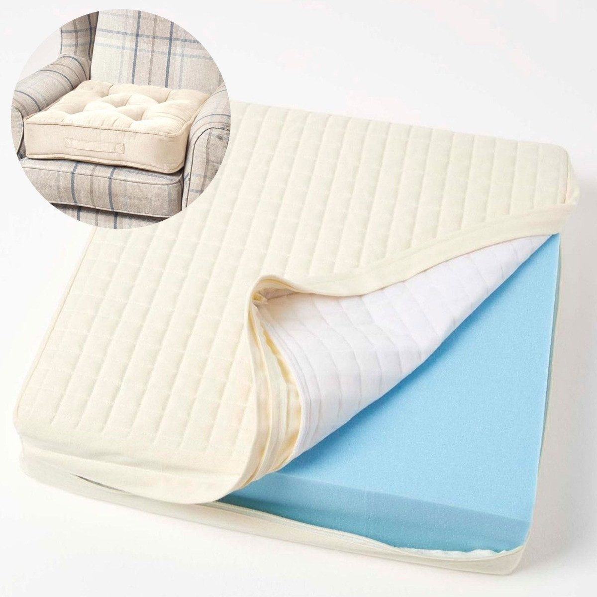 Homescapes Sitzkissen Wattierter Sitzkissenbezug 50 x 50 x 10 cm aus Baumwo günstig online kaufen