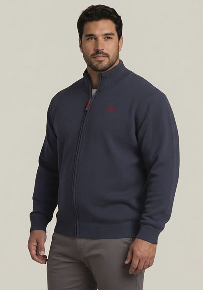 Man's World Plus Strickjacke auch in Grosse Größen bis Gr. 7XL Regular Fit, Langarm, mit Stehkragen, mit Reißverschluss
