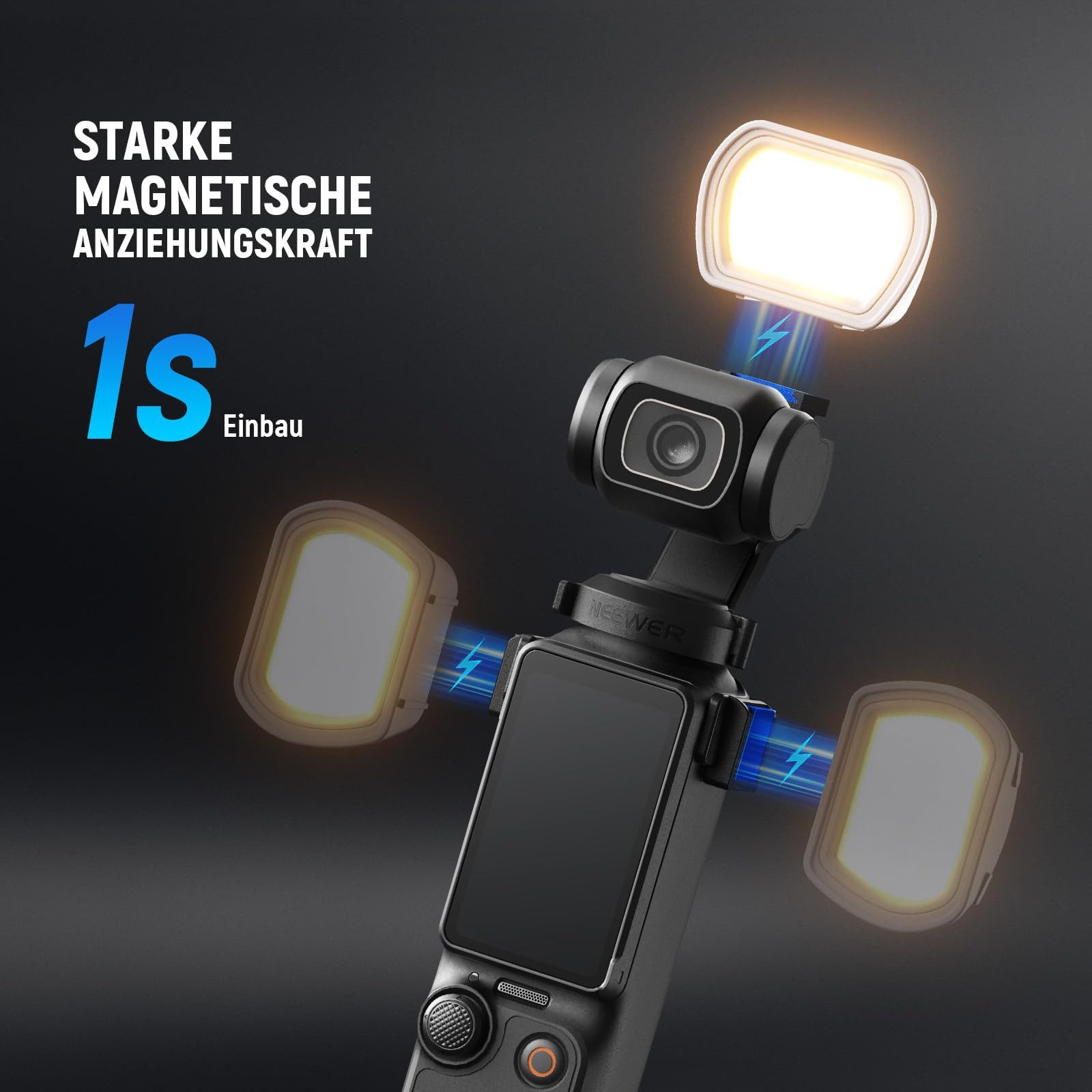 Neewer Videoleuchte M21 Magnetisches LED Licht für DJI Osmo Pocket 3, mit wiederaufladbarer Batterie