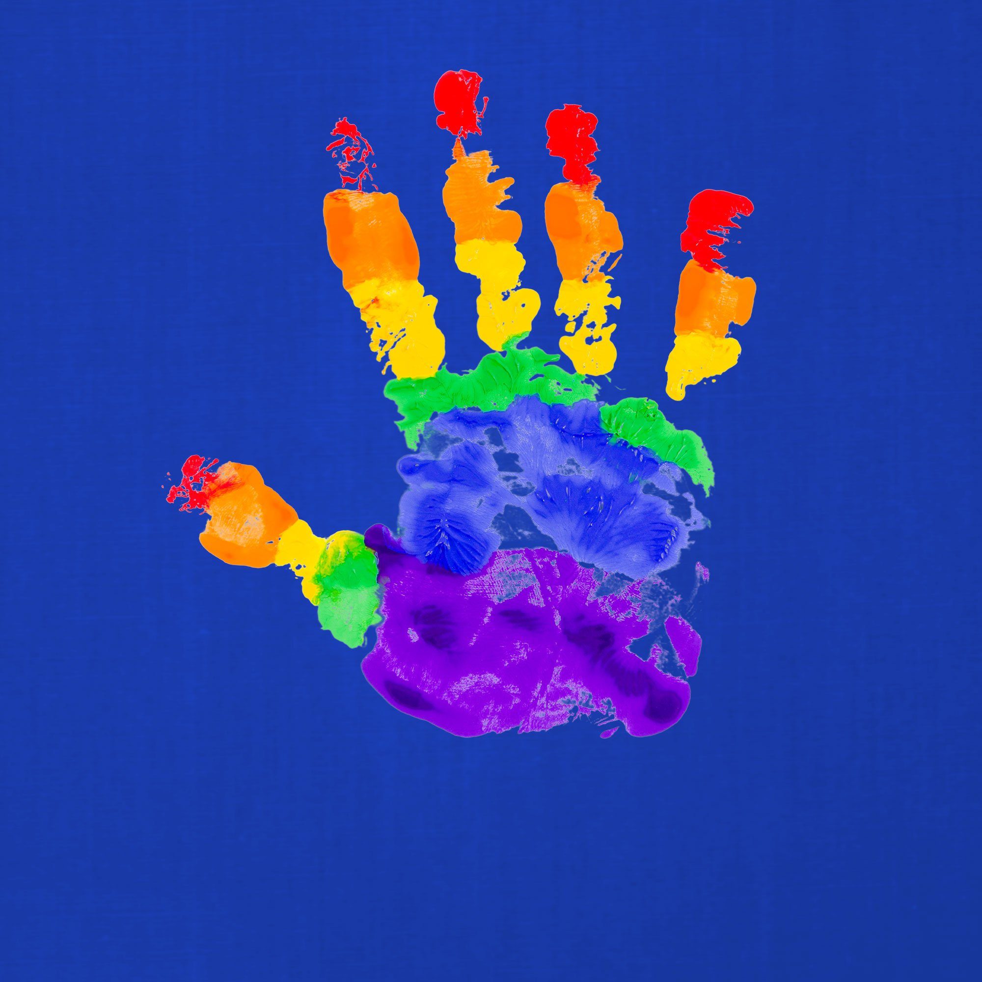 Pride Formatee Kurzarmshirt Gay LGBT - T-Shirt Regenbogen Blau Quattro Stolz Hand (1-tlg) Herren