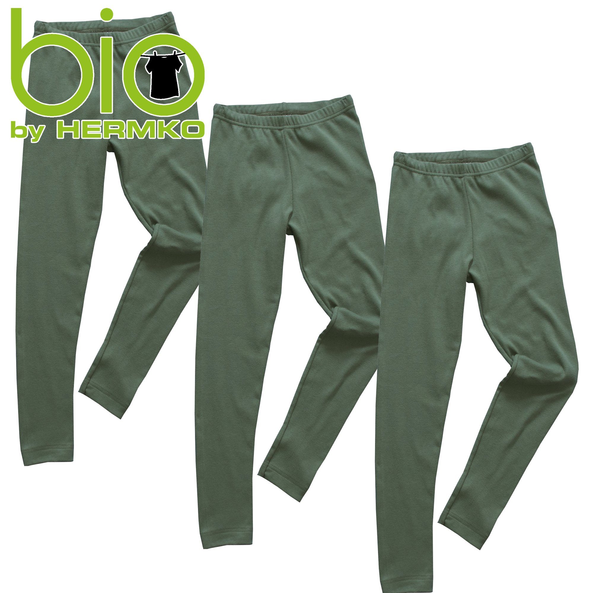 HERMKO Leggings 2720 (Pack, 3er) Kinder Legging, 100 % Bio-Baumwolle, Gummibund, Jungen, Mädchen