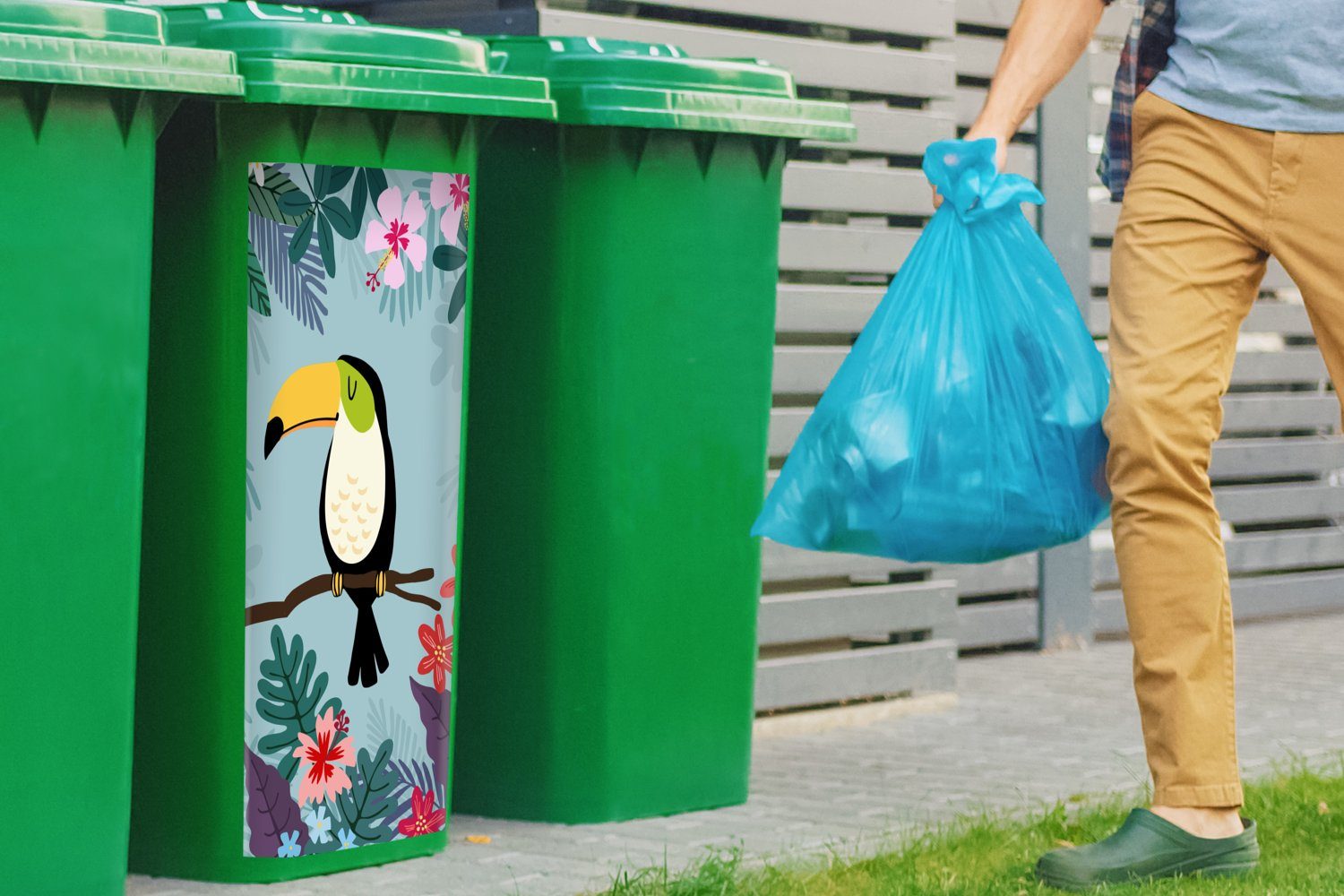 - Tukan - Mülleimer-aufkleber, Pflanzen Container, Abfalbehälter St), - - Kinder Tiere Sticker, Kinder MuchoWow (1 Mülltonne, Wandsticker