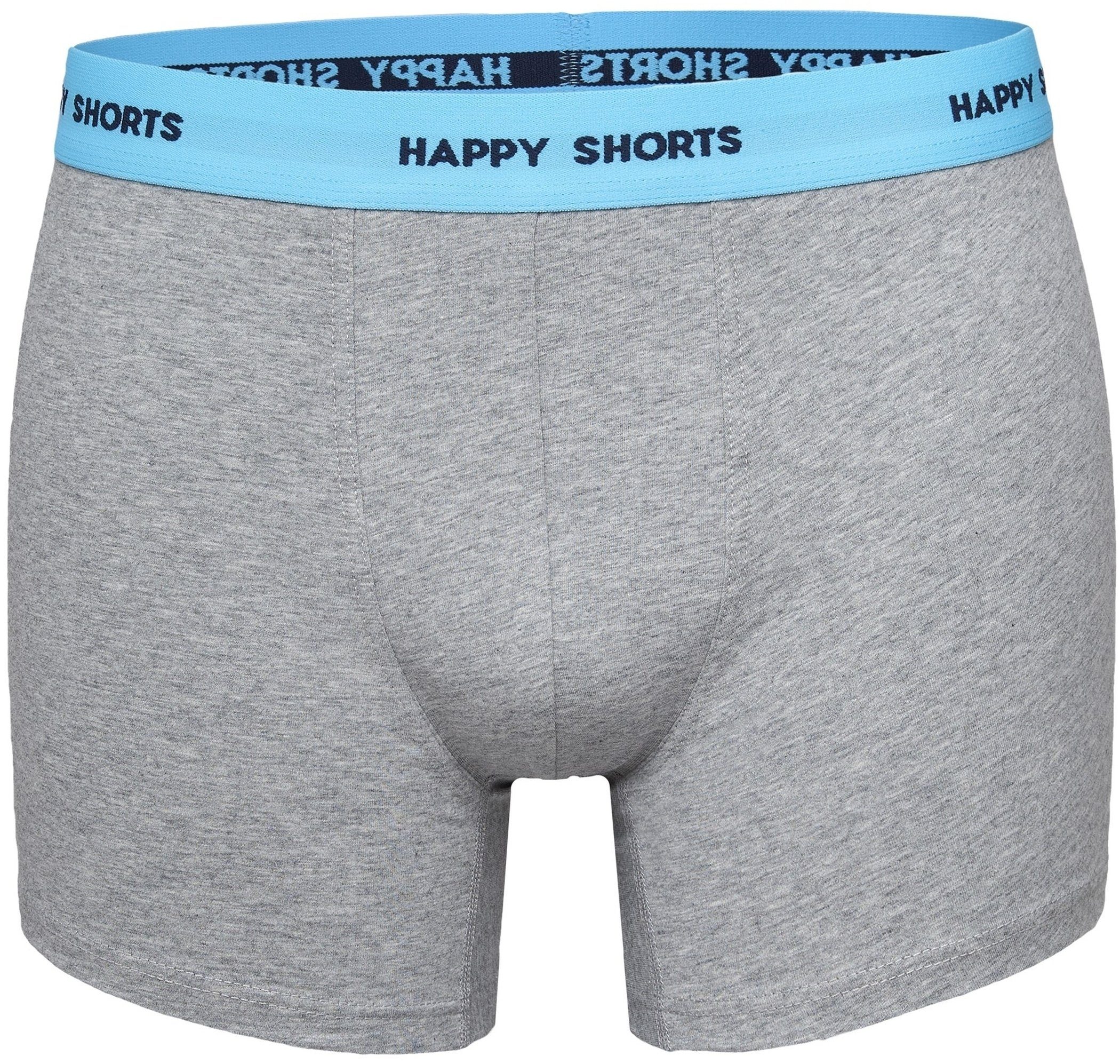 SHORTS Herren Pant Trunk Shorts Happy 2 Jersey Boxer Türkis 2 HAPPY Grau (1-St) Boxershorts Trunk Uni