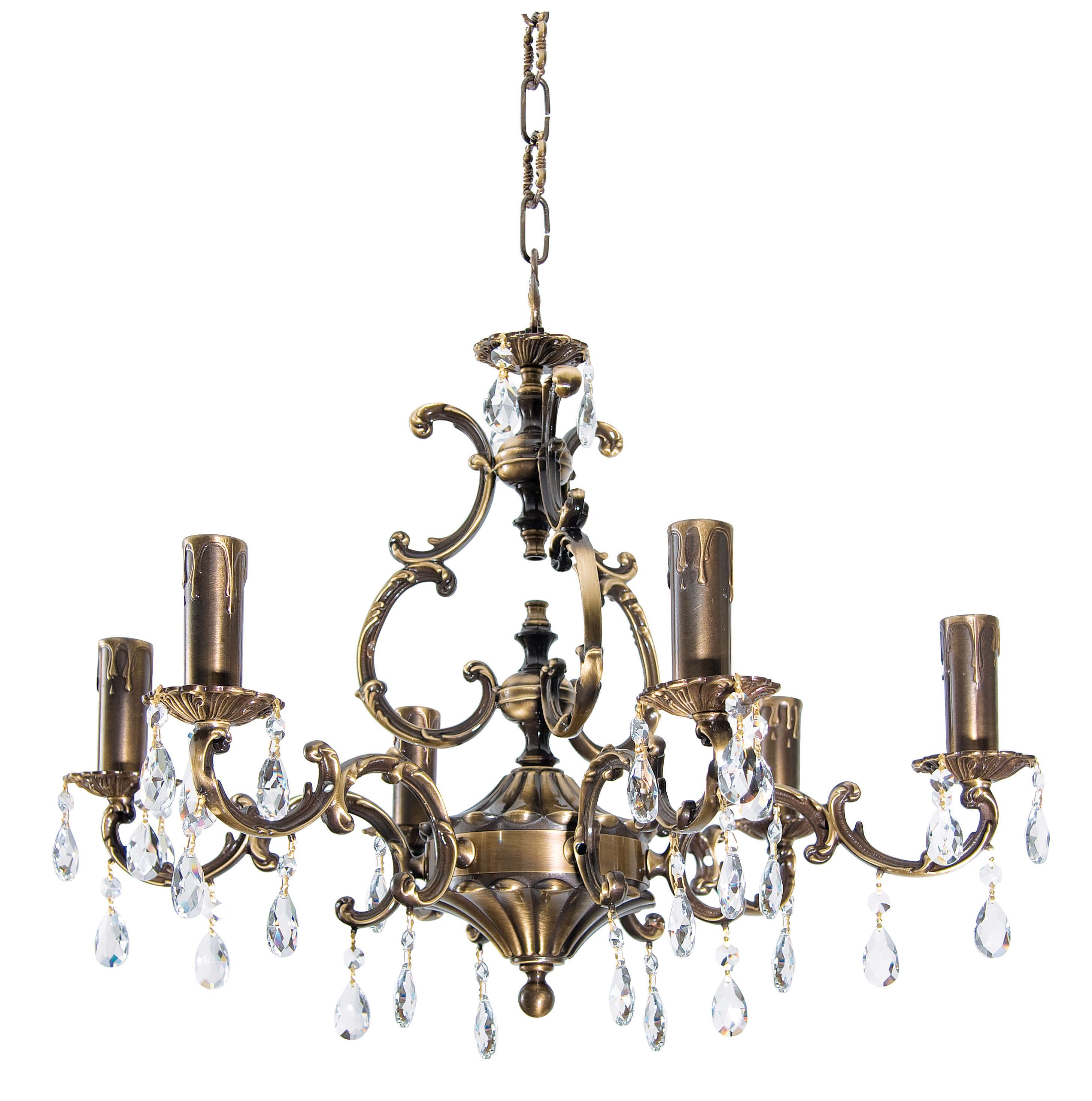 Licht-Erlebnisse Pendelleuchte VENEZIA, ohne Leuchtmittel, Hängeleuchte aus Messing Jugendstil E14 Wohnzimmer Esszimmer