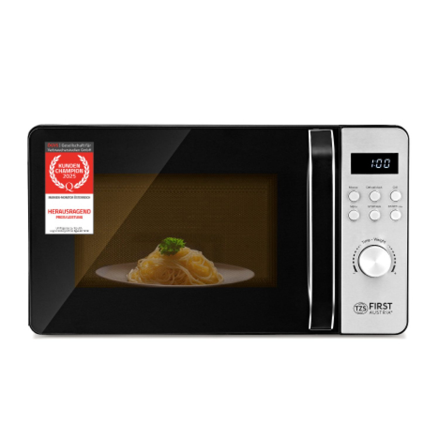 TZS FIRST AUSTRIA Mikrowelle, Mikrowelle mit Grill / Solo Betrieb, 14 l, 8 Automatikprogramme, Kindersicherung, 2in1 Mikrowelle