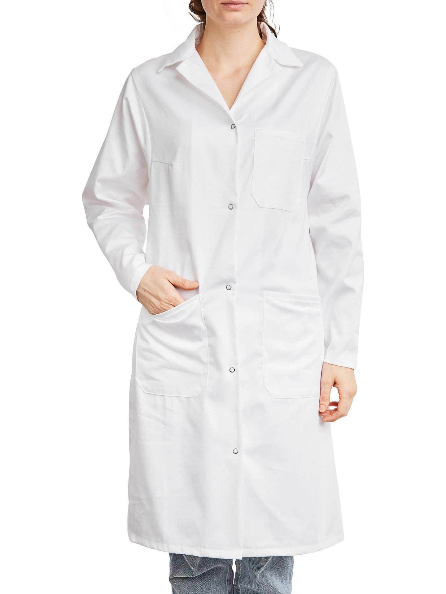 Kokott Berufskleidung Arztkittel Damen Laborkittel aus 100%Baumwolle Kochwäsche geeignet, mit 3 Taschen zum verstauen