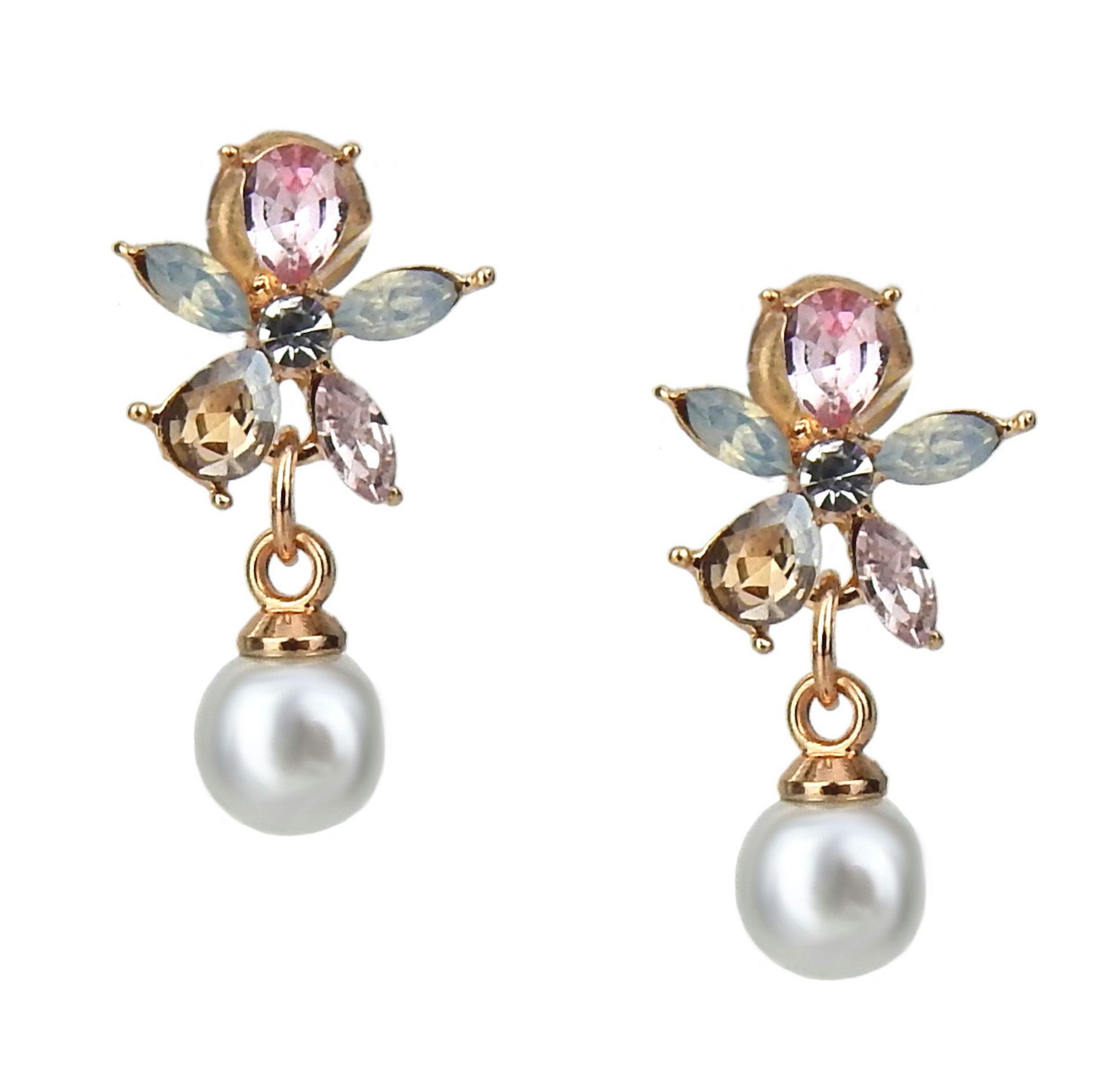 Ella Jonte Ohrstecker-Set, gold weiß rosa 7 Paar Ohrringe mit Perlen und St günstig online kaufen