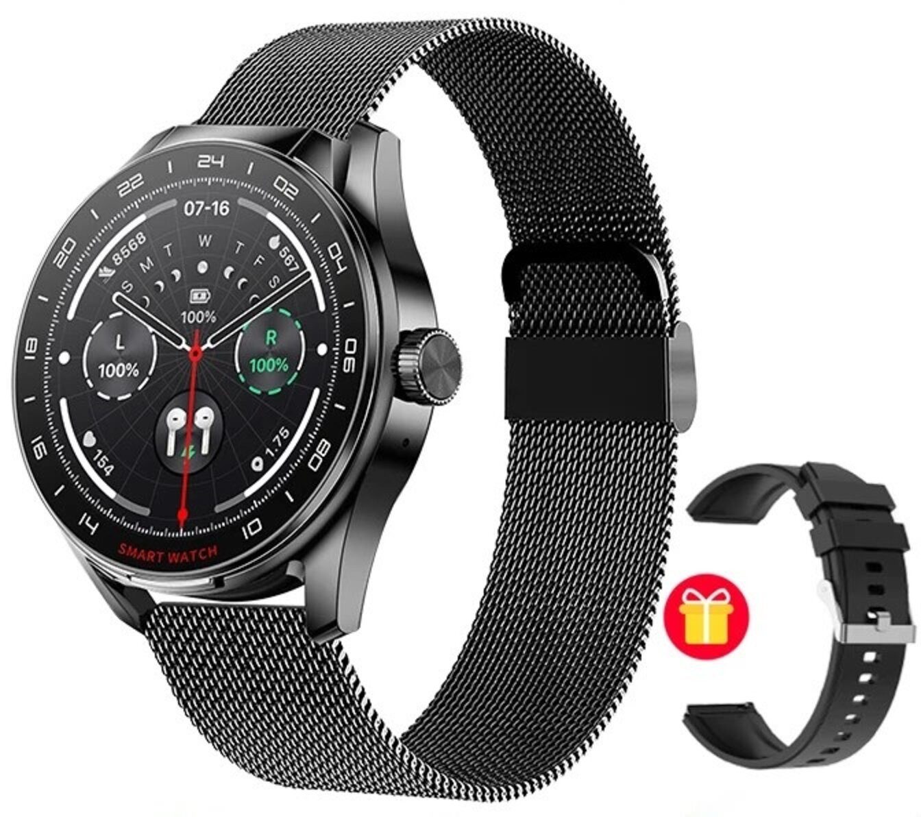 Nagham Ghazal Aswad Smartwatch + Kopfhörer 1,46-Zoll-HD-Bildschirm Sport Tracker 2025 Smartwatch (1.46 Zoll)