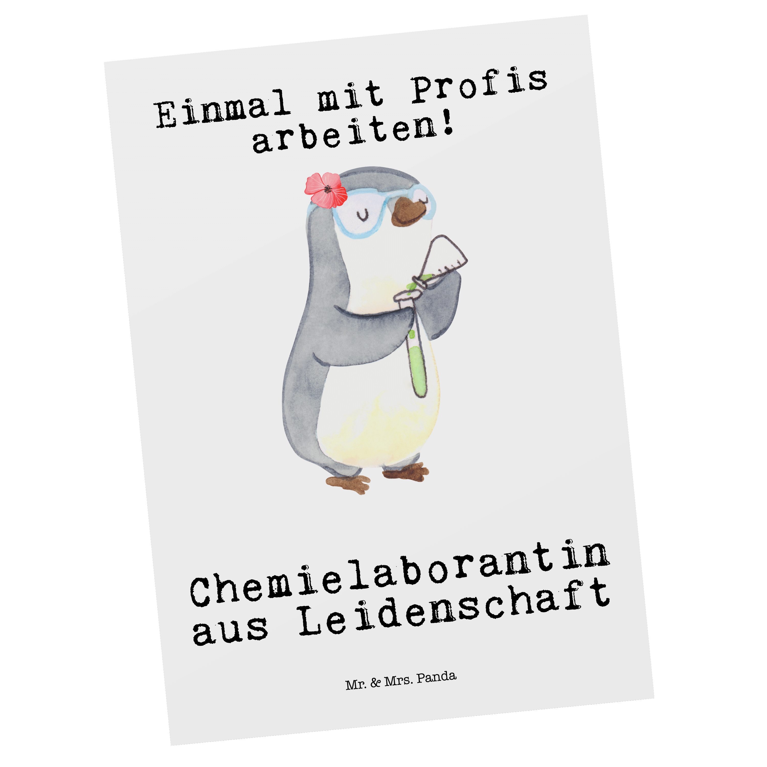 Mr. & Mrs. Panda Postkarte Chemielaborantin aus Leidenschaft - Weiß - Geschenk, Chemieunterricht