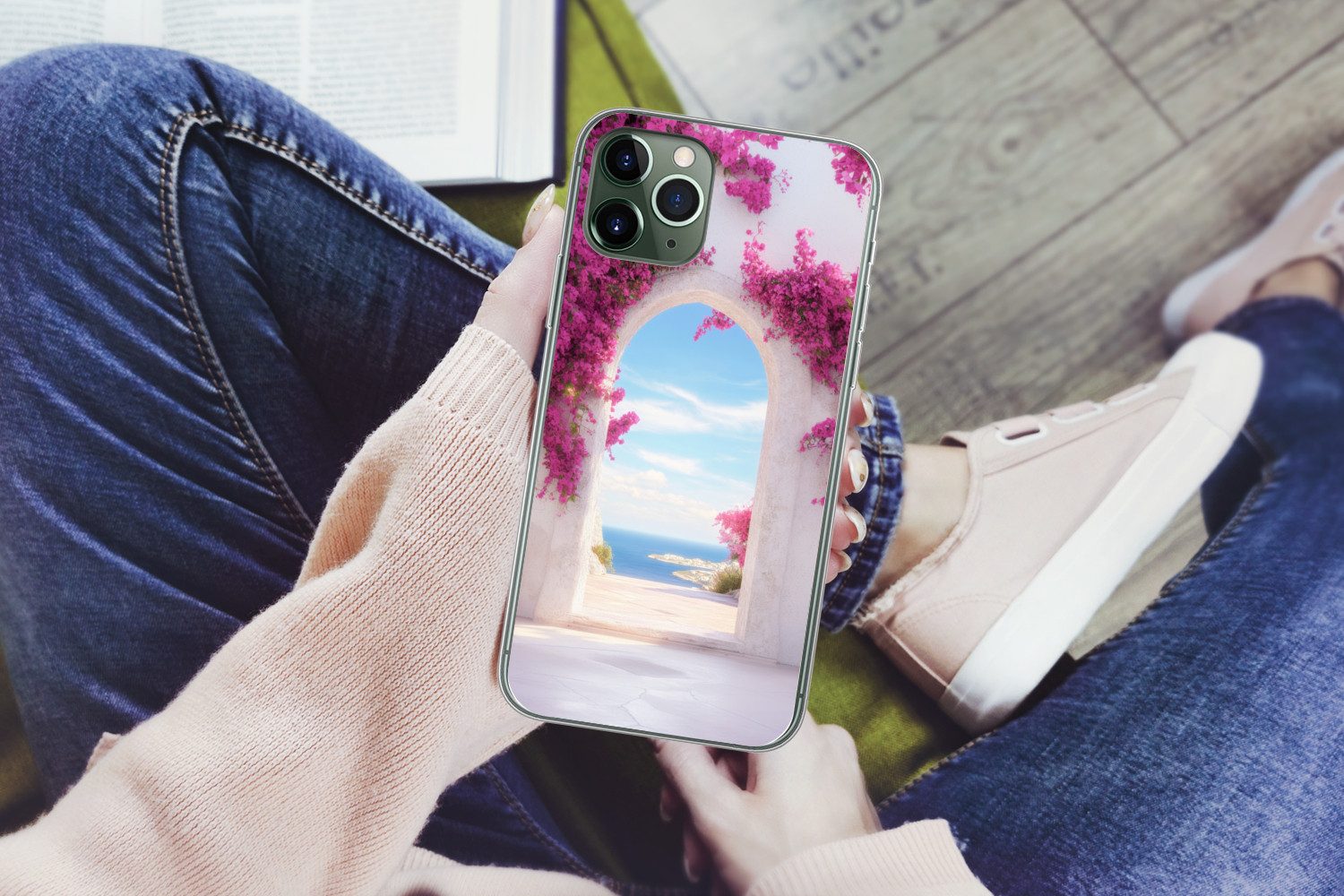 MuchoWow Handyhülle für Apple iPhone 11 Pro Meer - Rosa - Blumen - Tor, Smartphone-Bumper, Print, Handy Schutzhülle Dünn