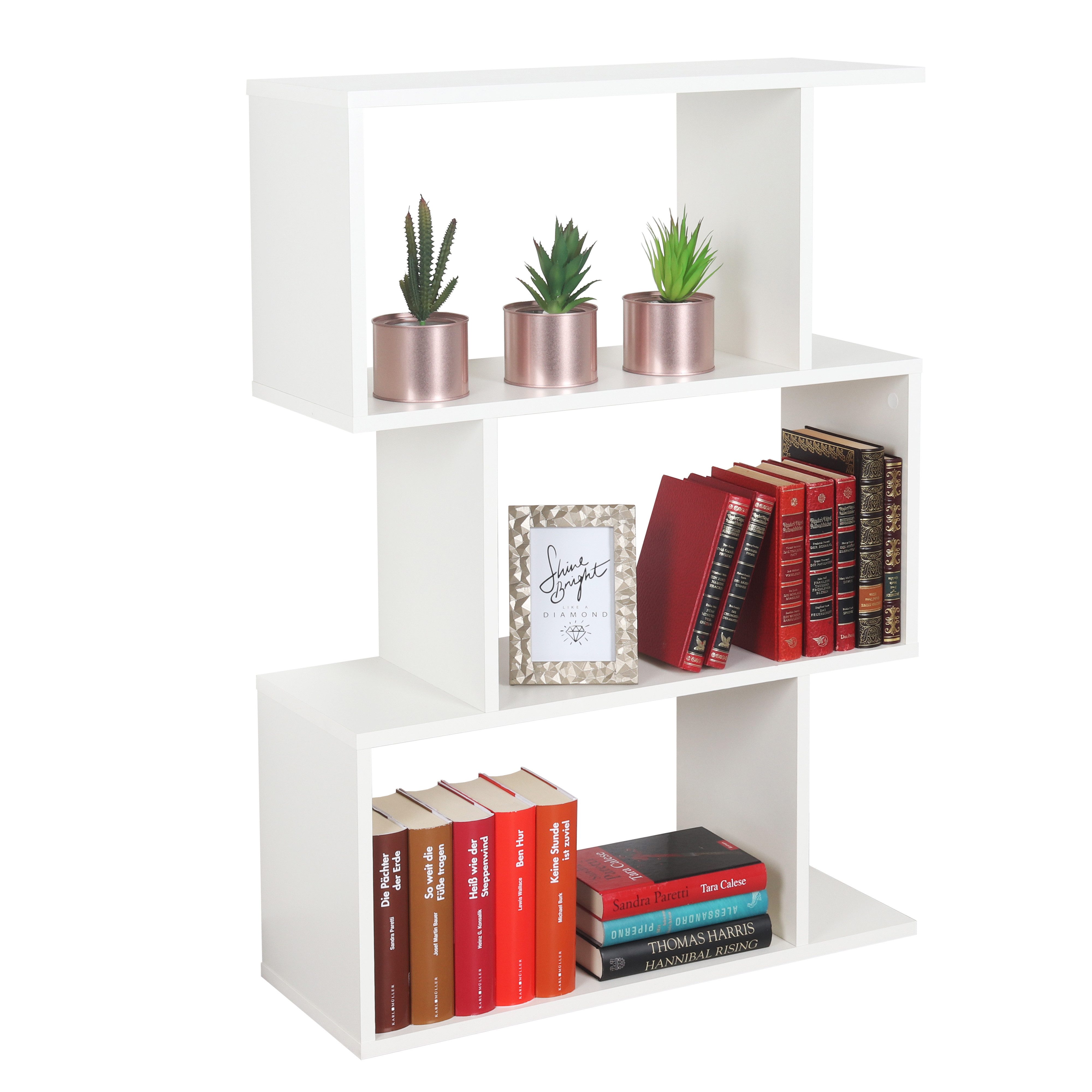 RICOO Standregal WM072-WM, 1-tlg., kleines stehendes Regal schmal, Bücherregal fürs Wohnzimmer