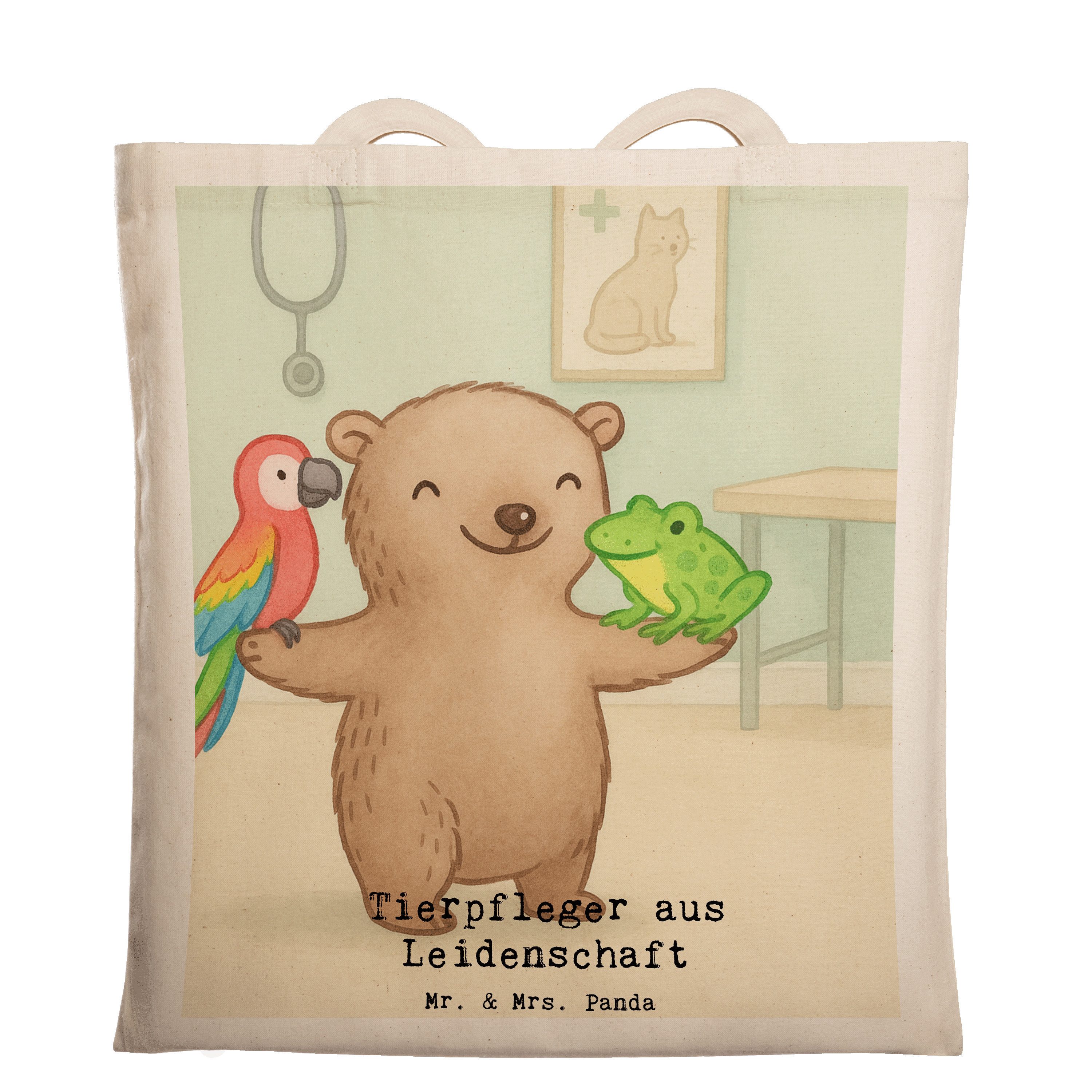 Mr. & Mrs. Panda Tragetasche Tierpfleger Leidenschaft Design, Laptoptasche, Weiß, Shopper, Trageta (Packung, 1-tlg)