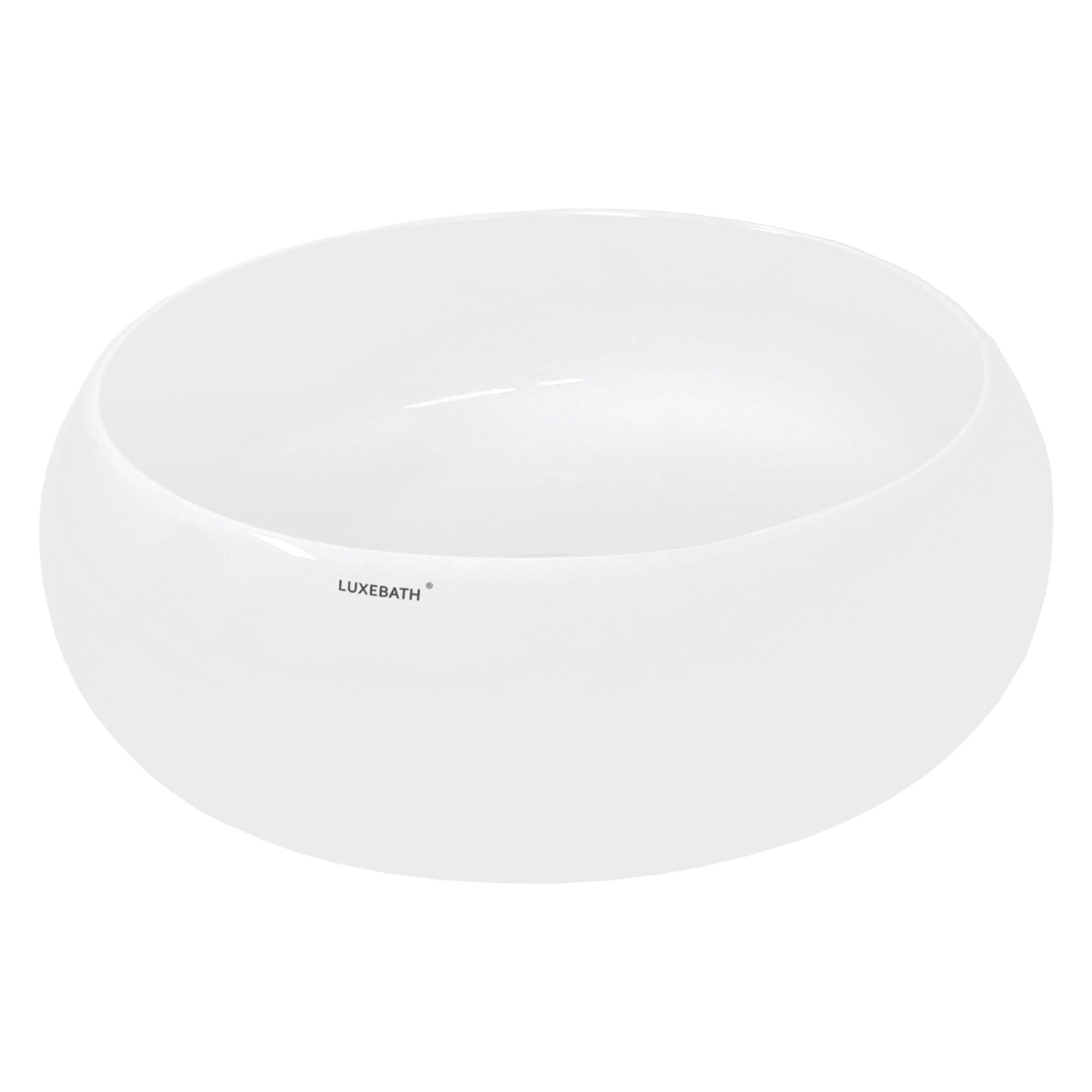 LuxeBath Waschbecken Aufsatzwaschbecken aus Keramik Handwaschbecken Wasserfall Waschtisch, Aufsatzwaschtisch Waschschale Rund Ø 350x120 mm Weiß Spülbecken