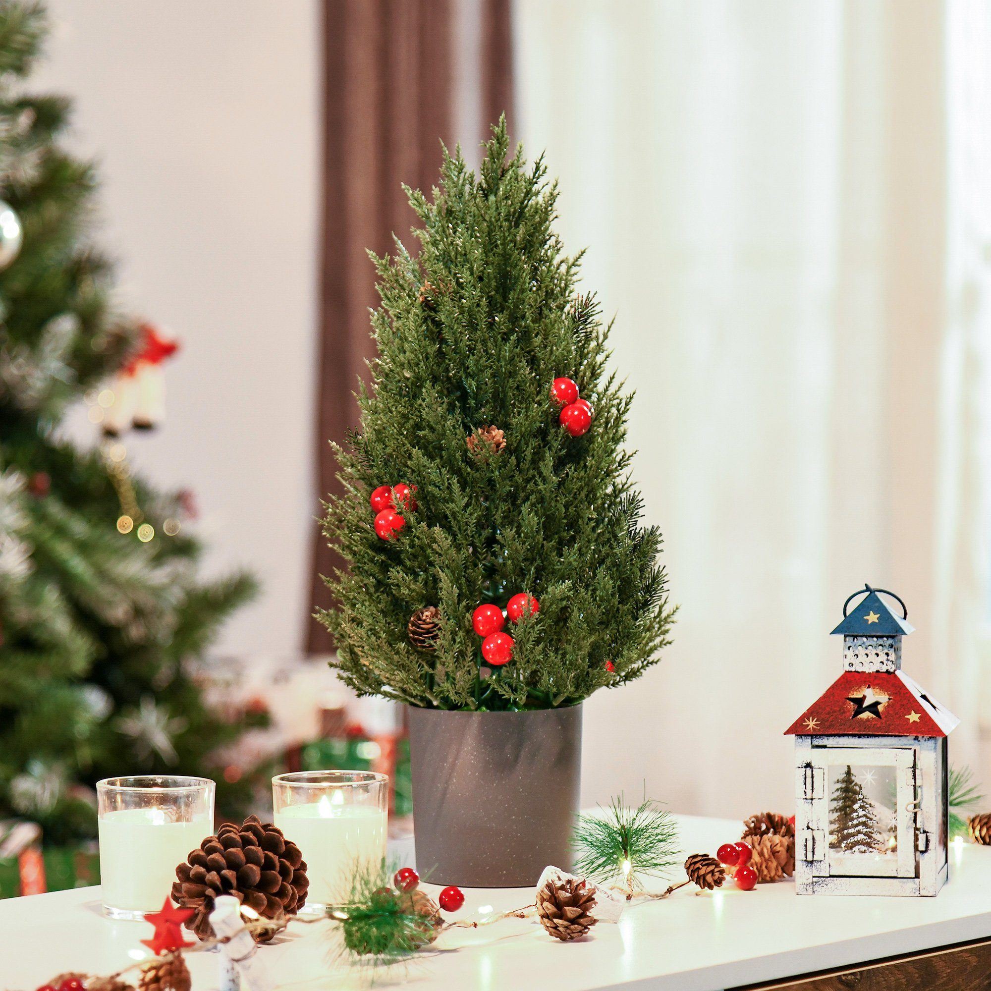 HOMCOM Künstlicher Weihnachtsbaum Mini-Weihnachtsbaum mit roten Beeren und günstig online kaufen