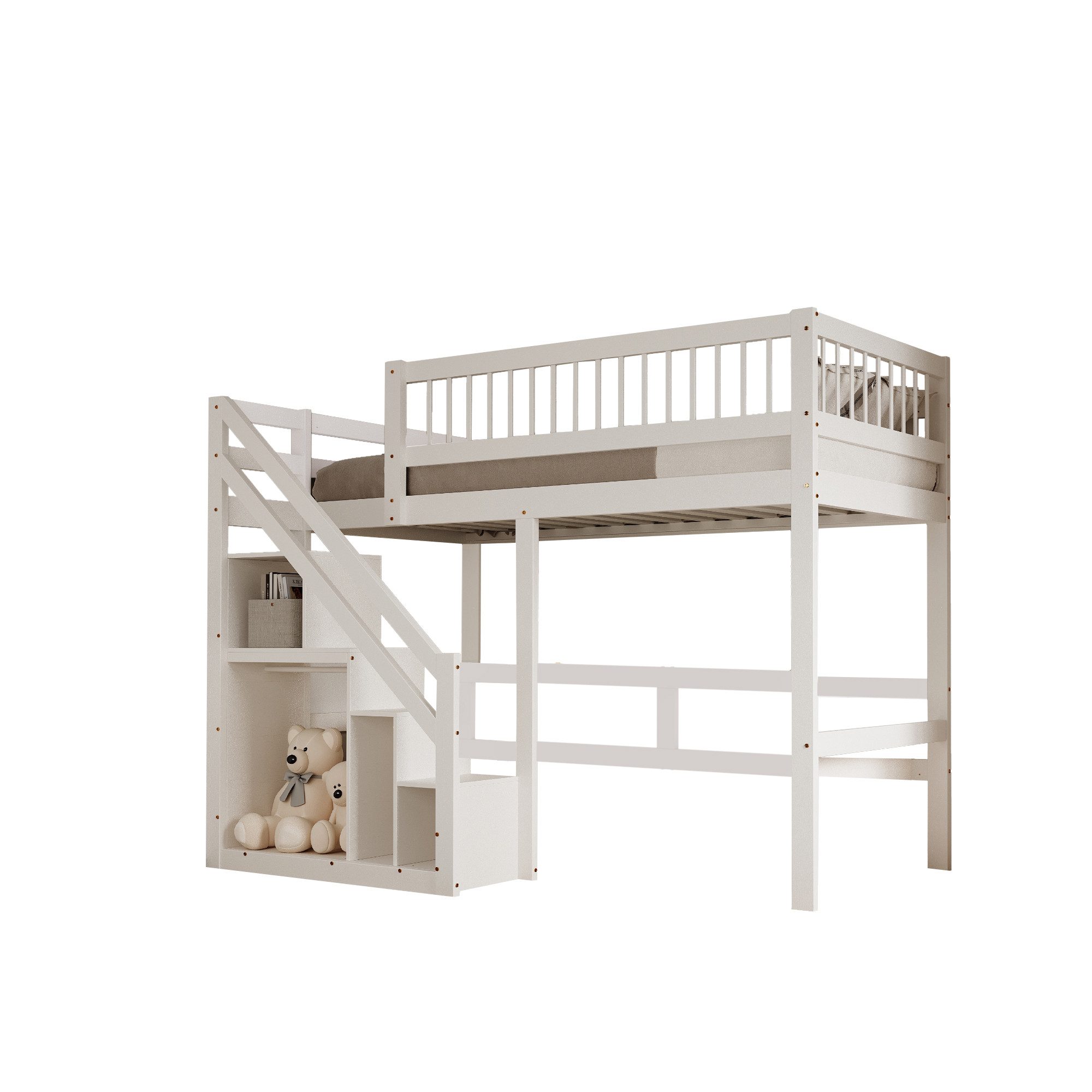 OKWISH Etagenbett Holzbett Kinderbett, Treppe mit günstig online kaufen
