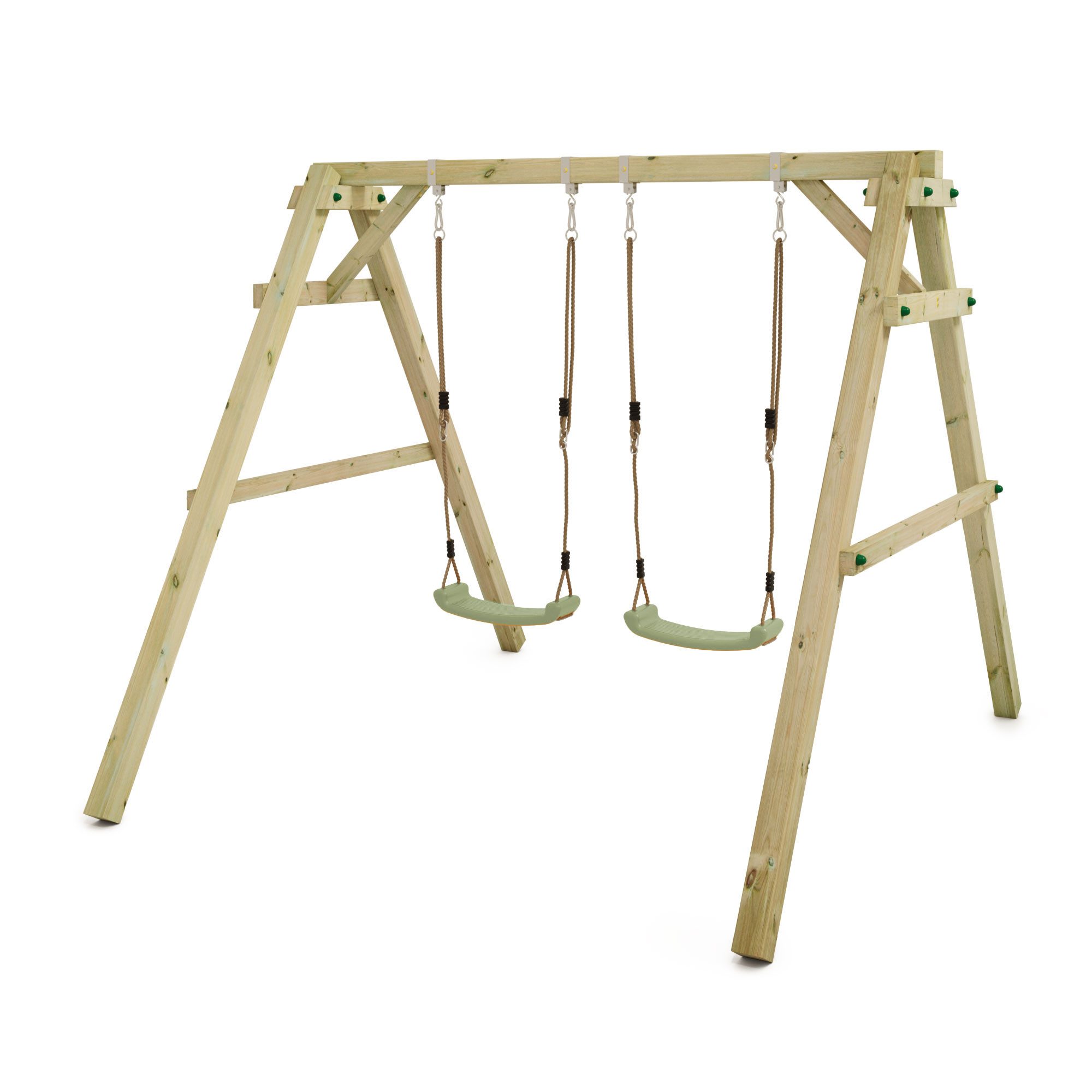 Wickey Doppelschaukel Sky Dancer Prime - Kinderschaukel mit Holzgestell & 2 Sitzen, (Gartenschaukel - Kompakte Maße – passt in viele Gärten, Fördert Motorik & Teamspiel - Ideal für kreative & aktive Spielideen), Massives, wetterfestes Holzgestell mit 10-Jahren Garantie*