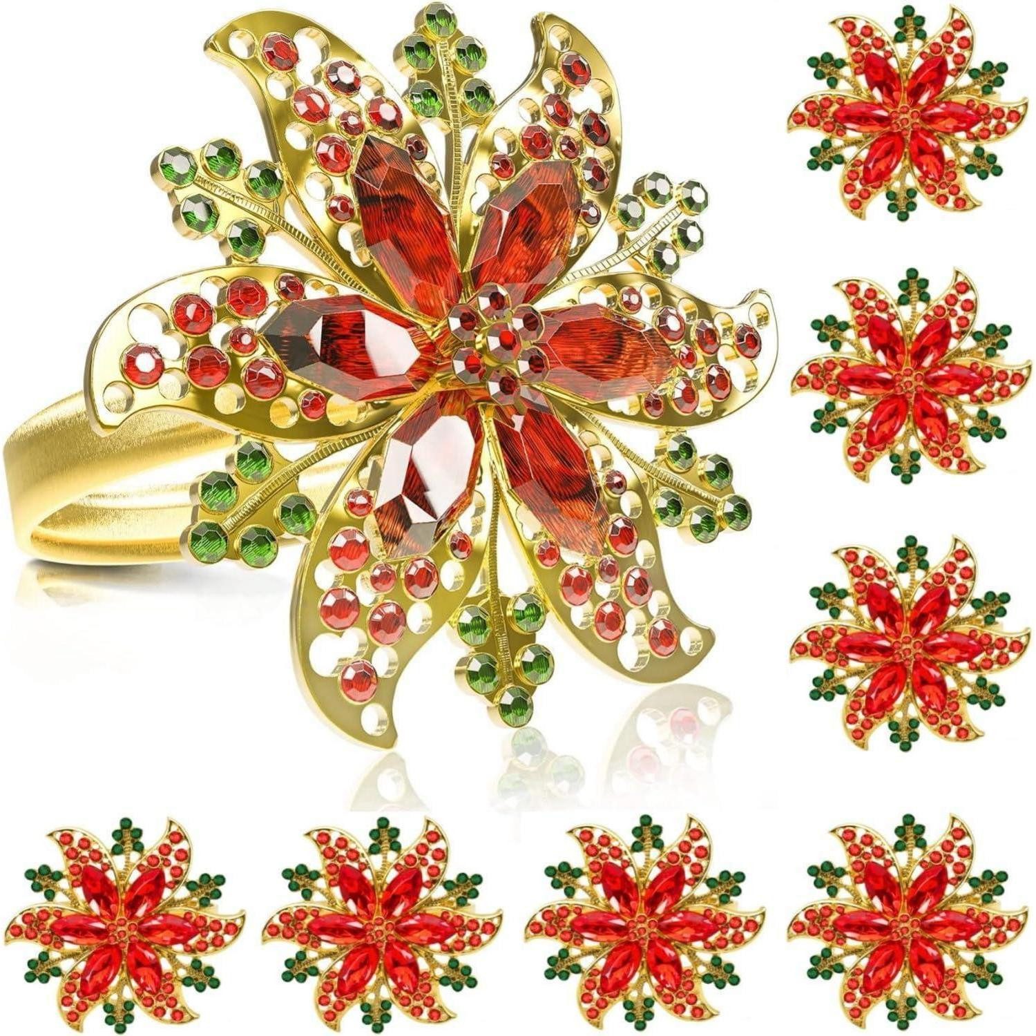 LuxusKollektion Serviettenring Serviettenringe Weihnachtsdeko Gold 12 Stück 4,5cm Dreieckig