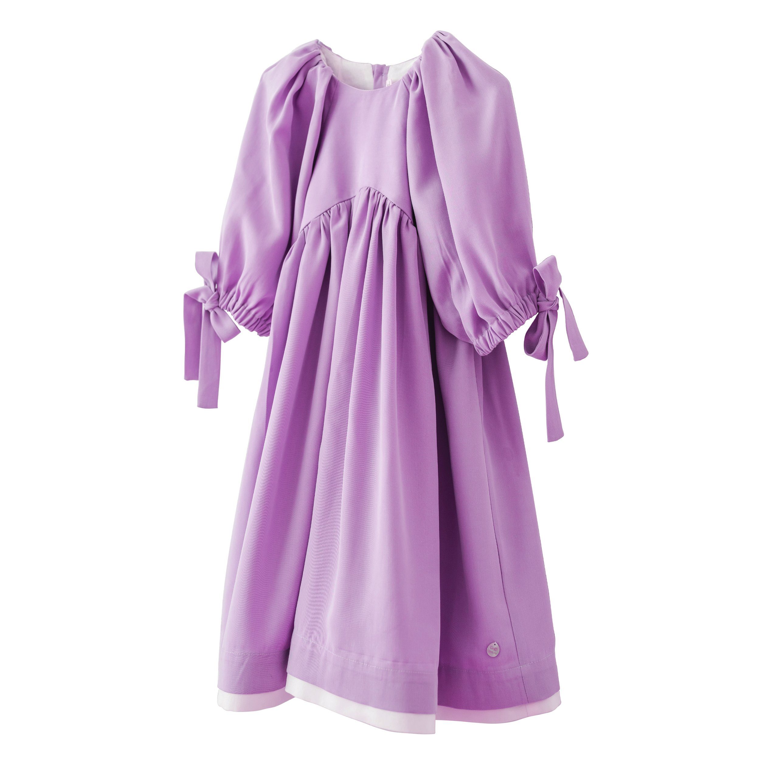 Zimt & Icon Lyocell, Lila, Grün aus Puffärmel Babydoll-Kleid Babydollkleid weichem