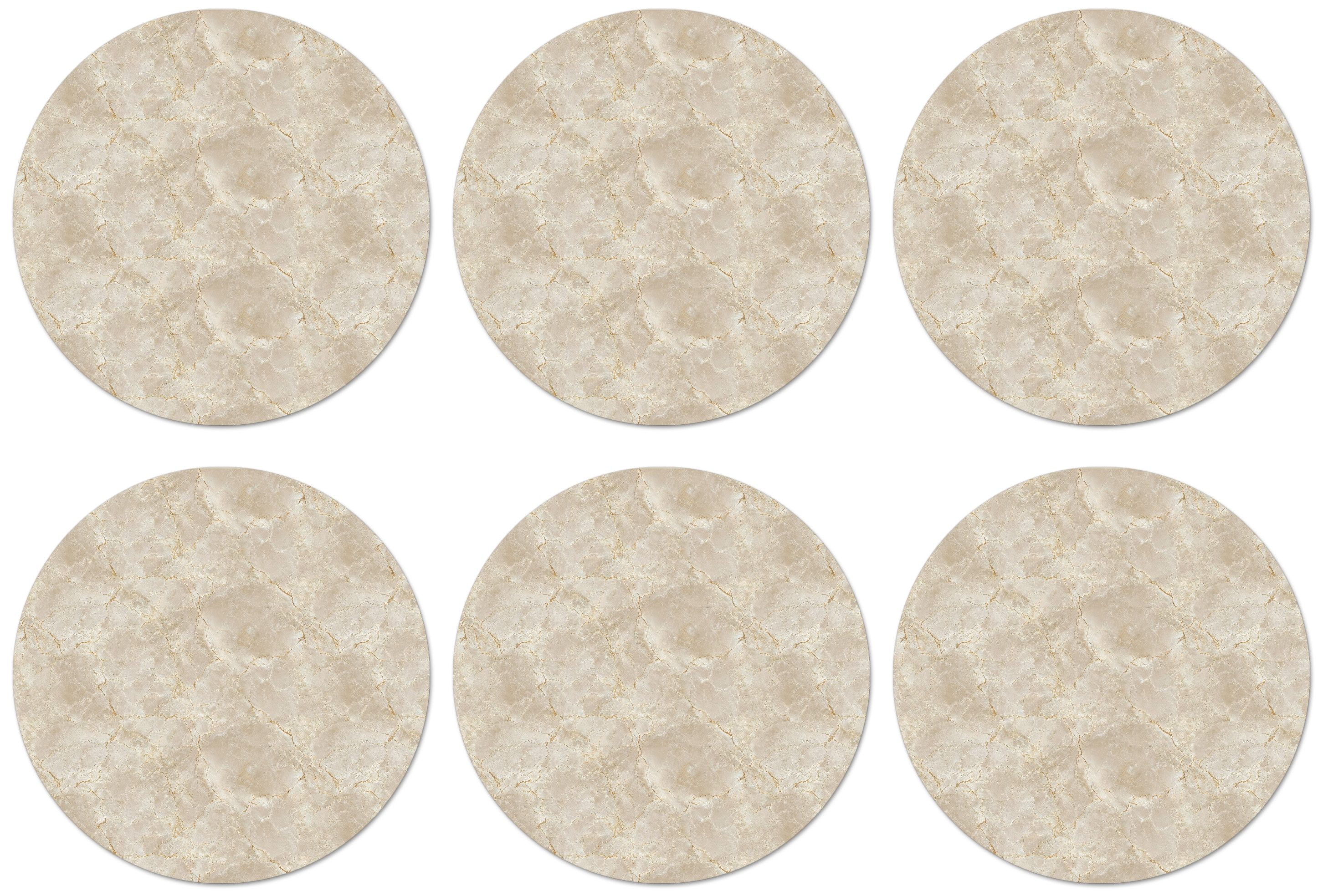 MuchoWow Glasuntersetzer Hellbeige - Marmor - Adern, Zubehör für Gläser, 6-tlg., Getränkeuntersetzer, Rund, Tassenuntersetzer Kork, 10x10 cm