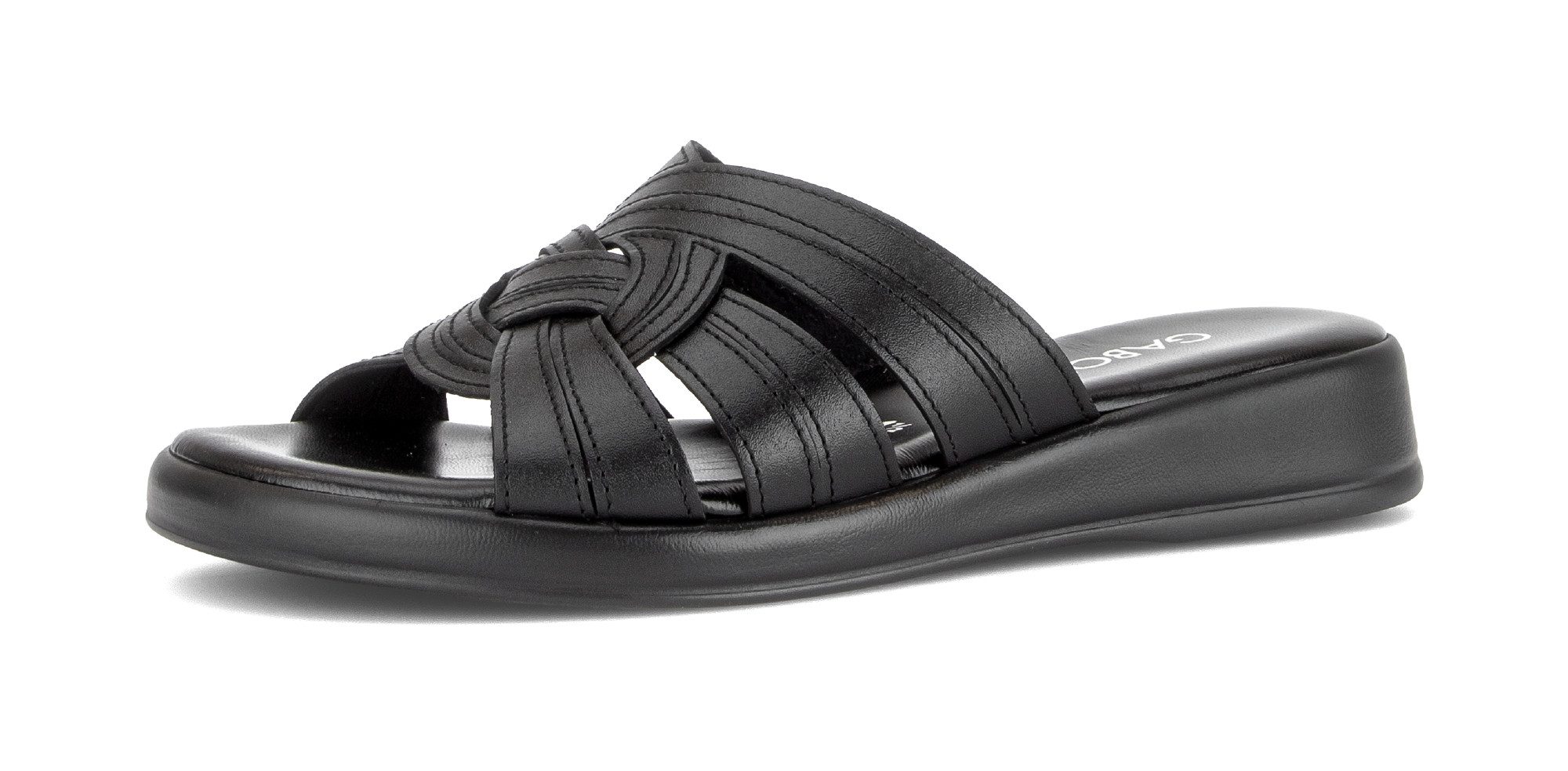 Gabor Rhodos Pantolette Plateau, Schlupfschuh, Sommerschuh mit Ziernähten, G-Weite