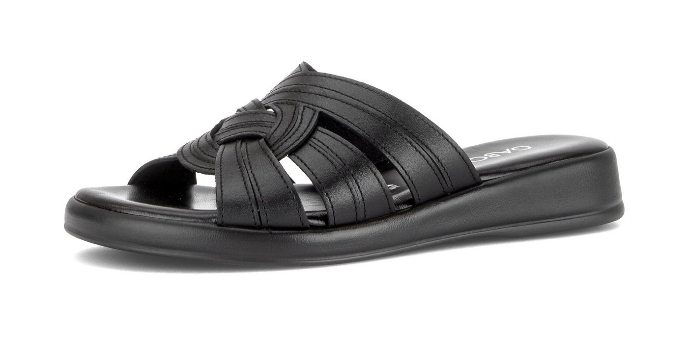 Gabor Rhodos Pantolette Plateau, Schlupfschuh, Sommerschuh mit Ziernähten, G-Weite