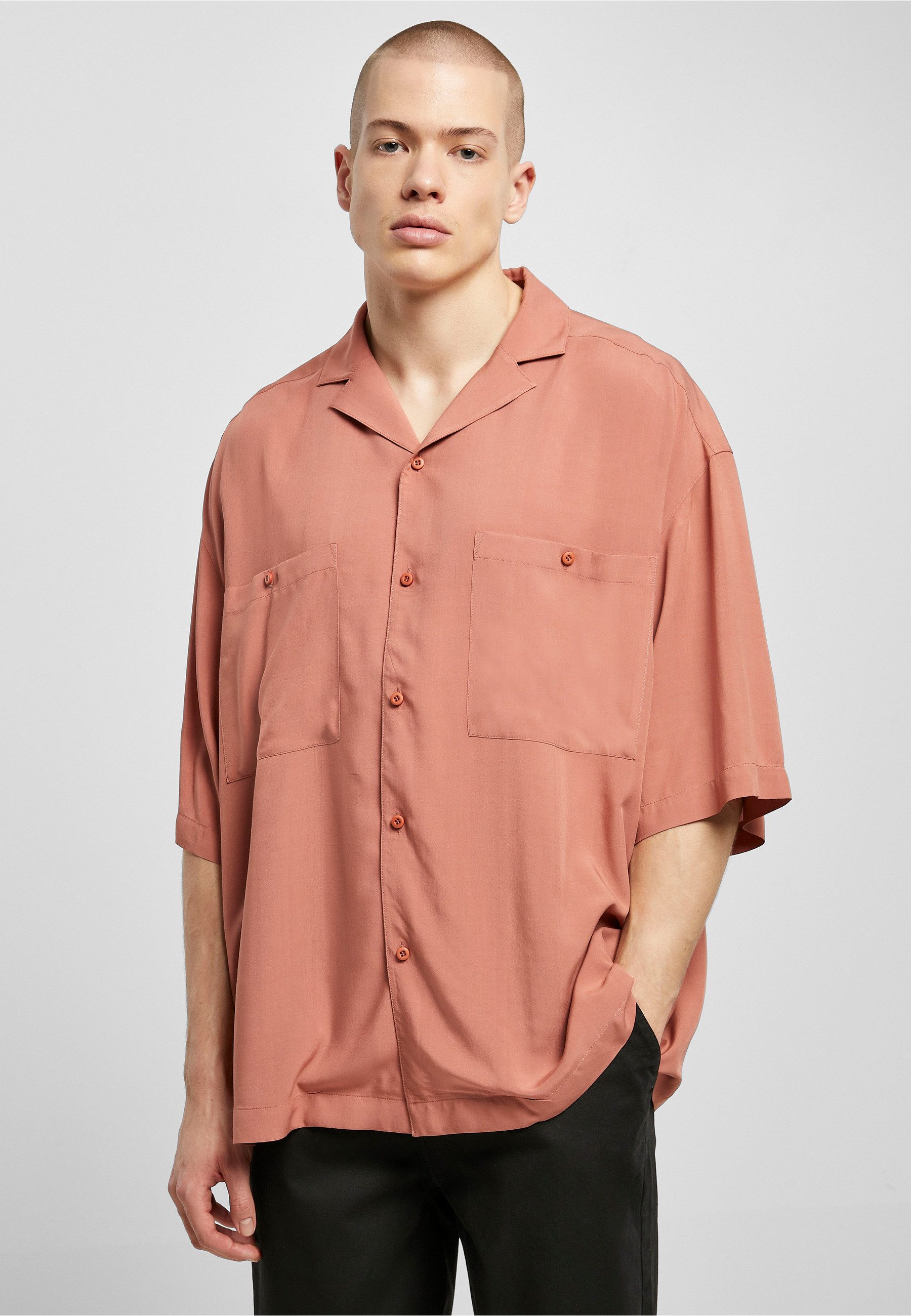 URBAN CLASSICS Langarmhemd Urban Classics Herren Oversized Resort Shirt (1-tlg)