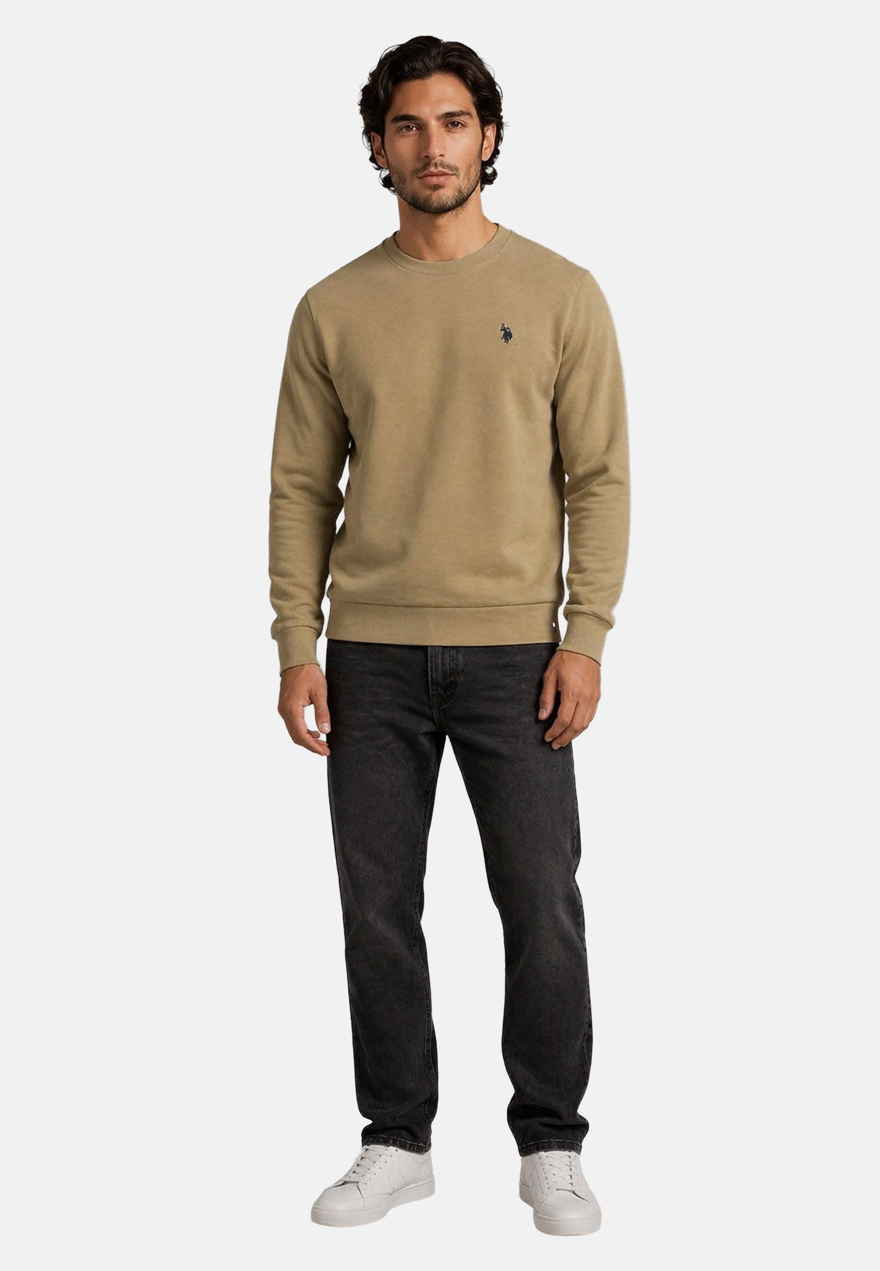 U.S. Polo Assn. Rundhalspullover USJaxxon – Herren Sweatshirt mit Rundhalsausschnitt Weiche Baumwollmischung, formstabil und mit Logo-Stickerei